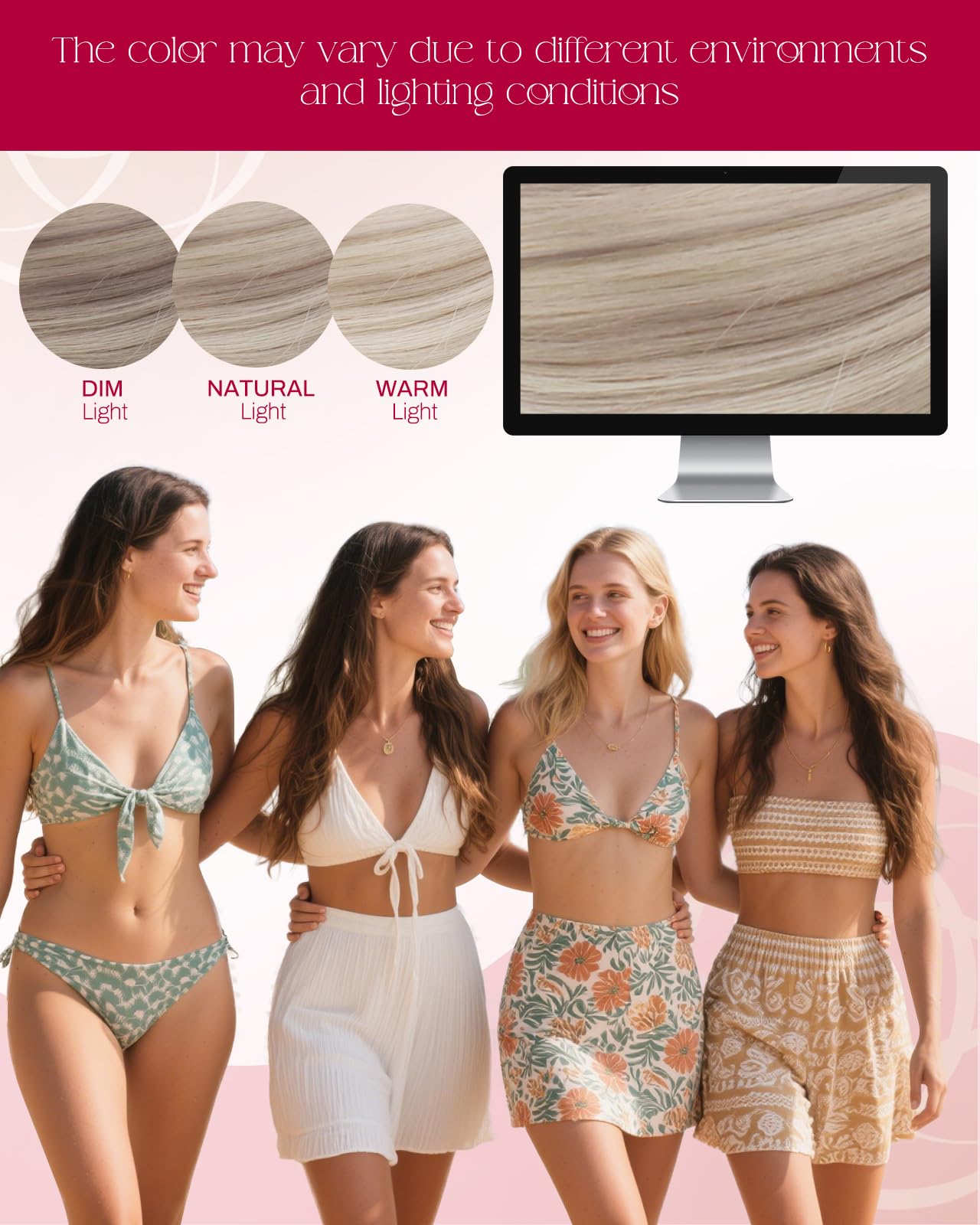 Moresoo Nano Hair Extensions Real Human Hair 16 Inch 50g/Pack Ash Blonde Highlight Nano Beads Hair Extensions Human Hair 1g/s Remy Straight Hair #P18/613 — view 5
