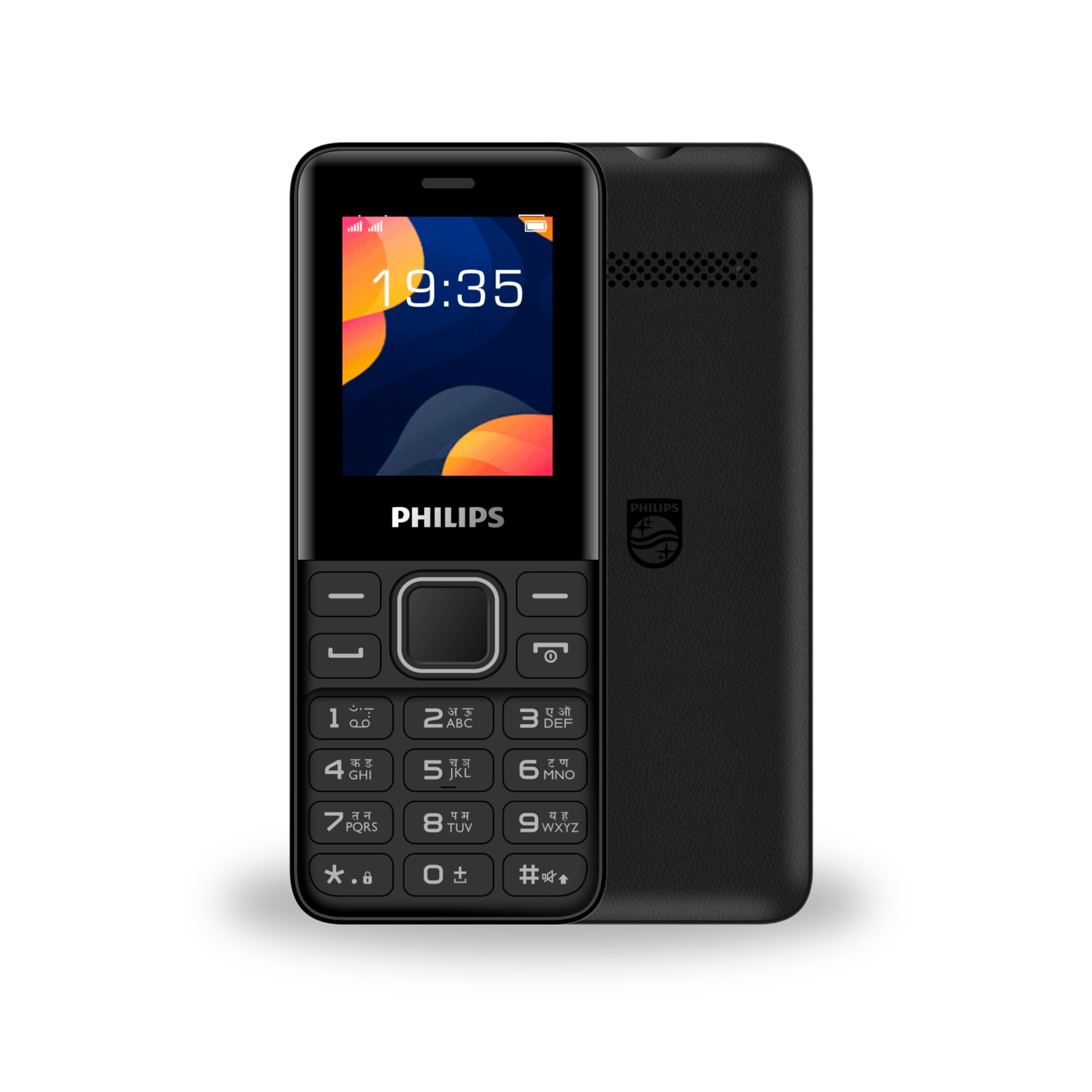 philips all-new e2103 sleek & stylish |keypad mobile with 1.77" screen|1000 mah battery | 2030mm speaker| wireless fm | bright torch|black