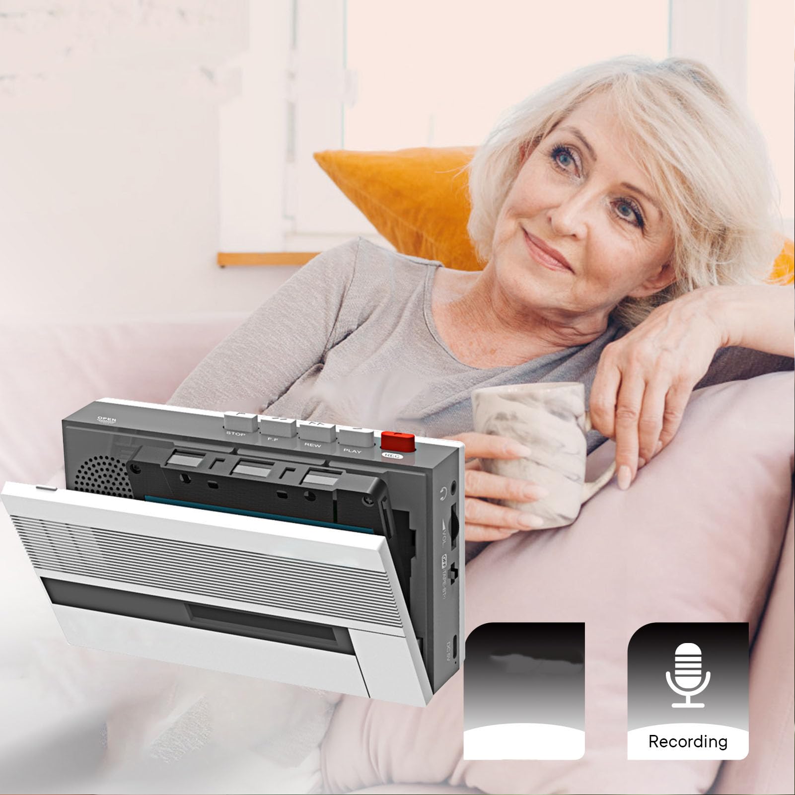 VBESTLIFE Lecteur de Cassettes Portable, Magnétophone Bluetooth