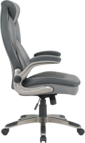 Miniatura 5 de Office Star ECH Series - Silla de oficina ejecutiva de cuero regenerado con soporte lumbar y brazos acolchados ajustables en altura, carbón con base