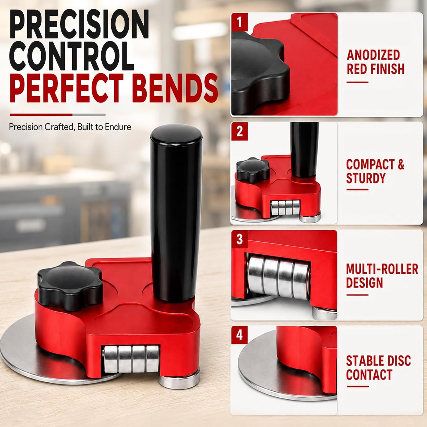 Sheet Metal Bender One Station Disc, Manual Roller Bending Tool with handle image 2
