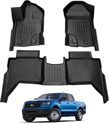 Alfombrillas Cartist Compatibles con Ford Ranger 2019 2020 2021 2022 2023 Accesorios Alfombrilla Todo Clima para Ranger Super Crew Forro de Piso