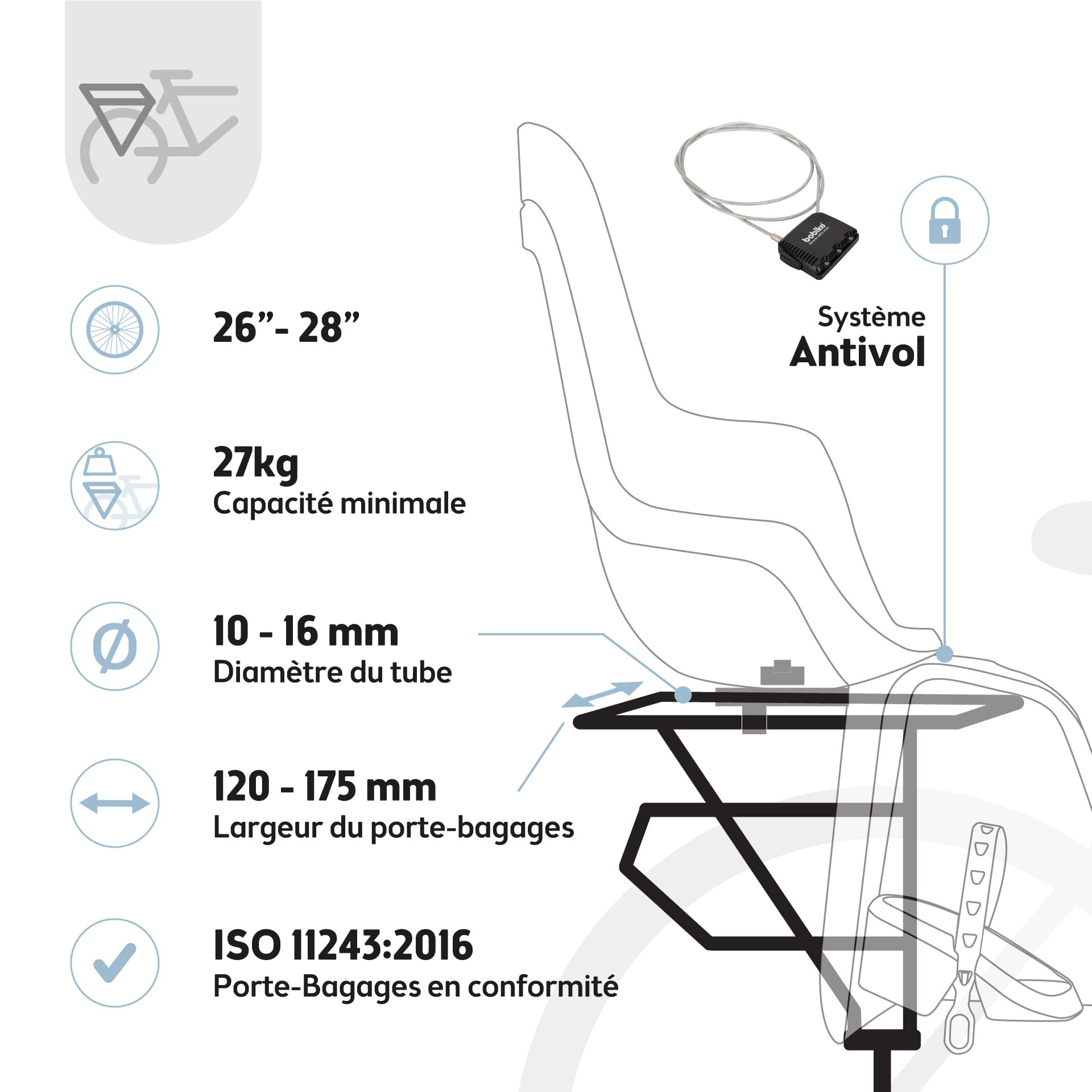 BOBIKE 8012100020 - Siège arrière One Maxi avec système E-BD pour vélo avec Roues de 26” à 29” adapté aux Enfants pesant jusqu'à 22 kg avec Fixation sur Le Porte-Bagages en Couleur Marron Chocolat