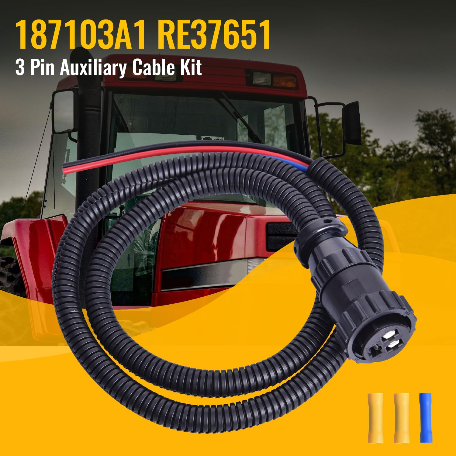 Amazon.com: Farpida 187103A1 RE37651 3 Pin Auxiliary Cable Kit Fit  