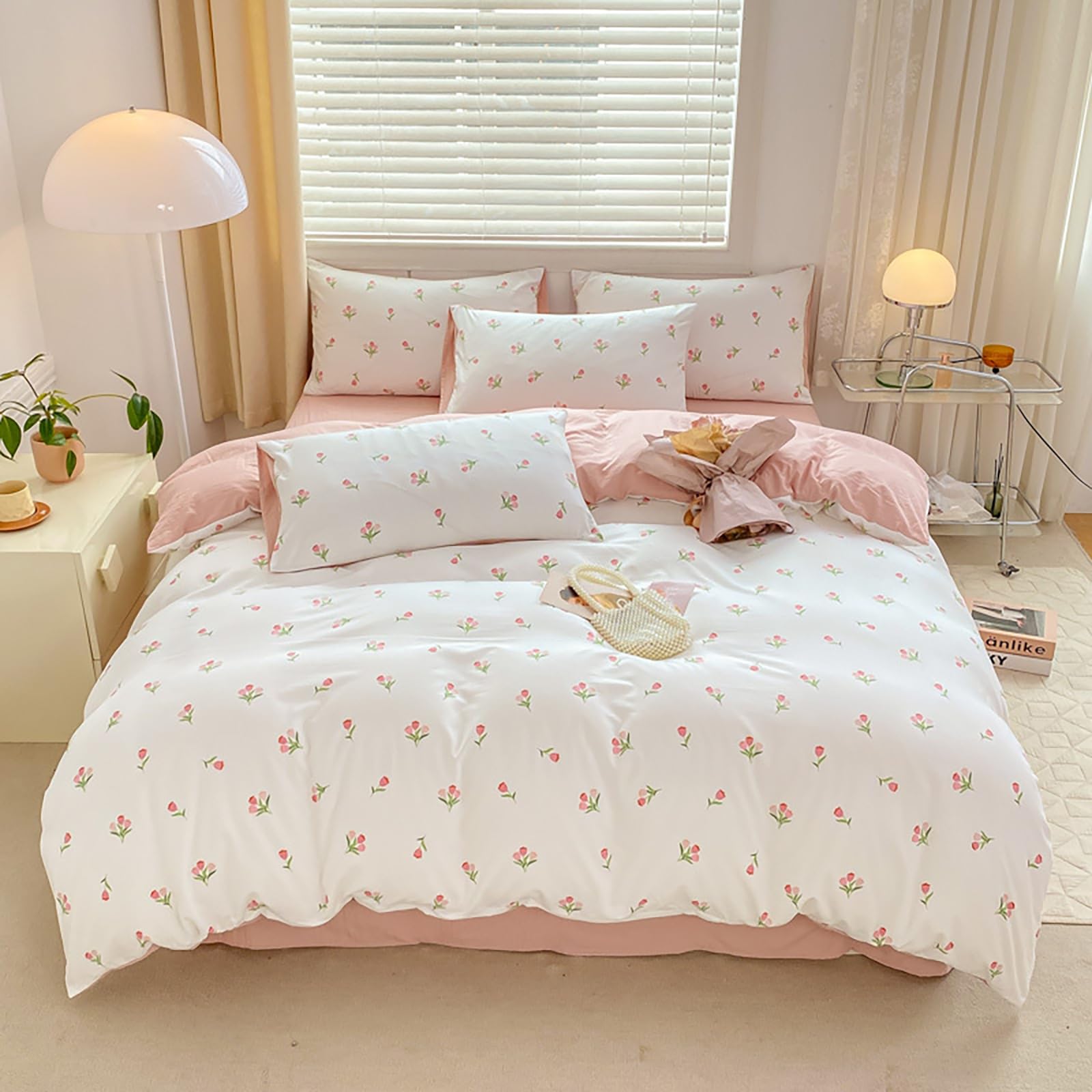 Floral Style Duvet Cover Single Bed funda nordica cama de 150 Quilt Covers Queen Size Bed Linen for Home (H, 150x200cm Single)