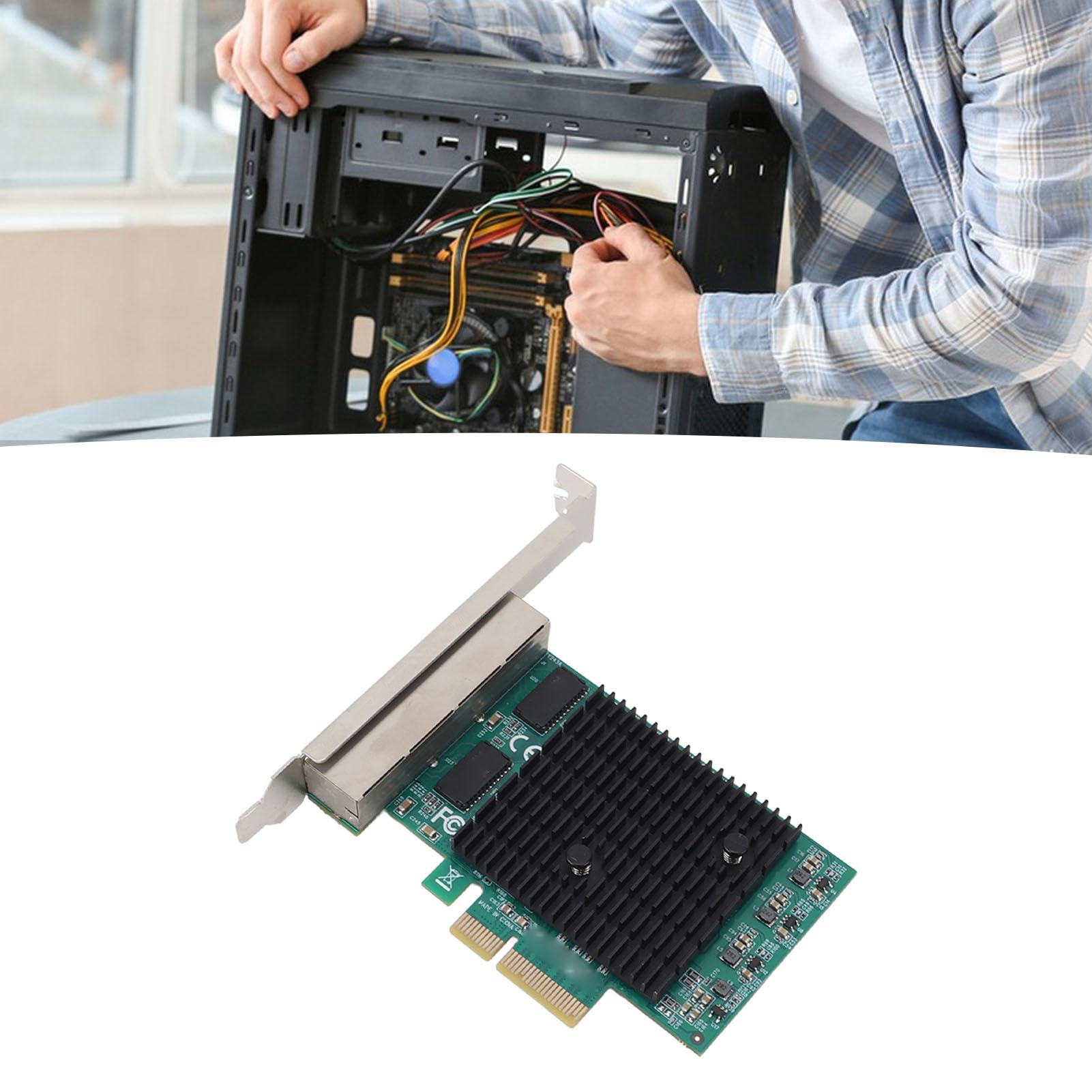 Scheda di Rete Gigabit PCIe, Scheda di Rete Ethernet Professionale 8125B a 4 Porte 2.5G Cavo in Rame Adattatore Ethernet PCI Express per PC Desktop