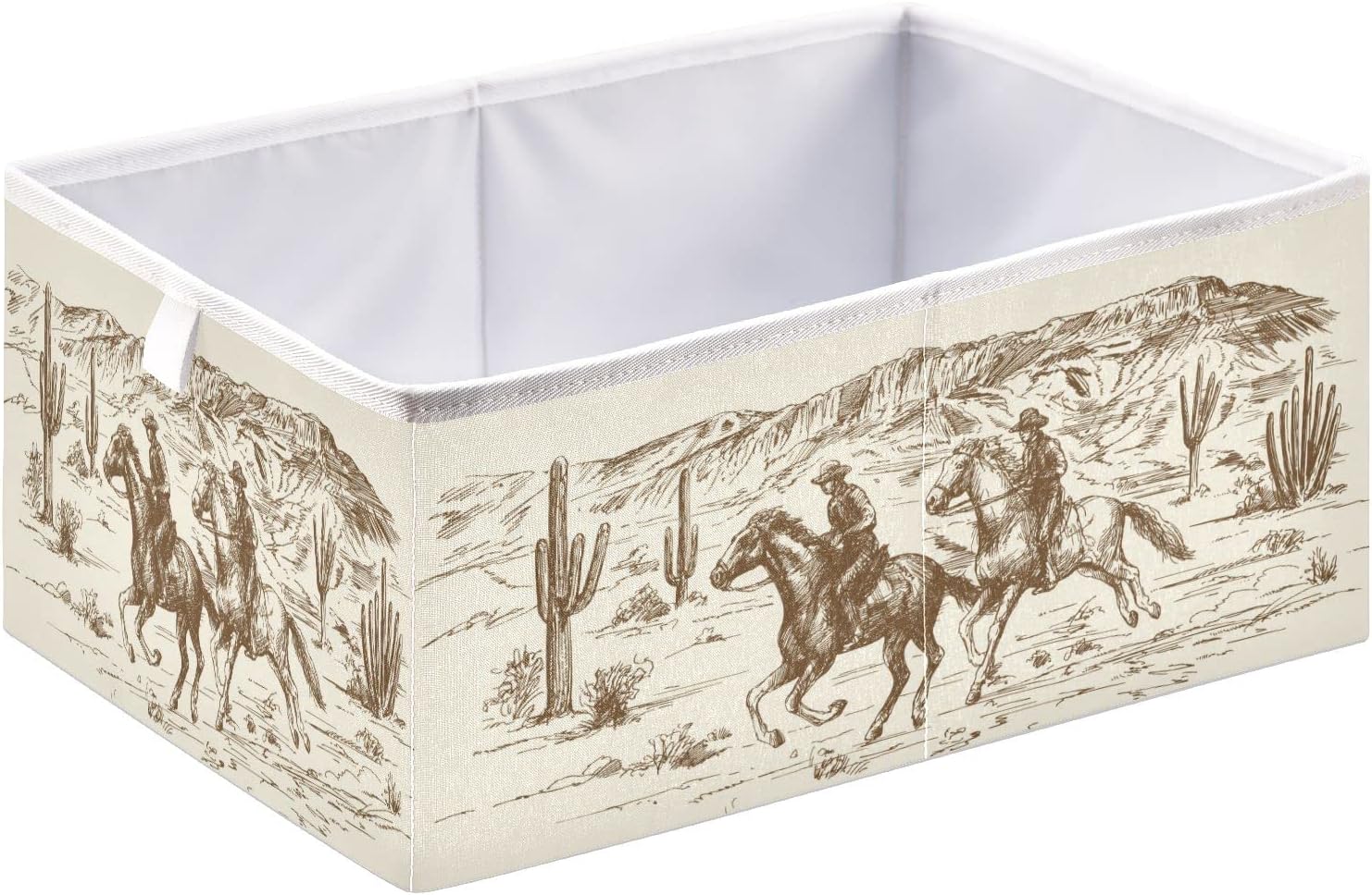 Ollabaky Western Desert Cowboy Vintage Storage Bin Collapsible Fabric Storage Cube Basket Toy Bin Cloth Organizer Storage Box for Closet Shelves, R