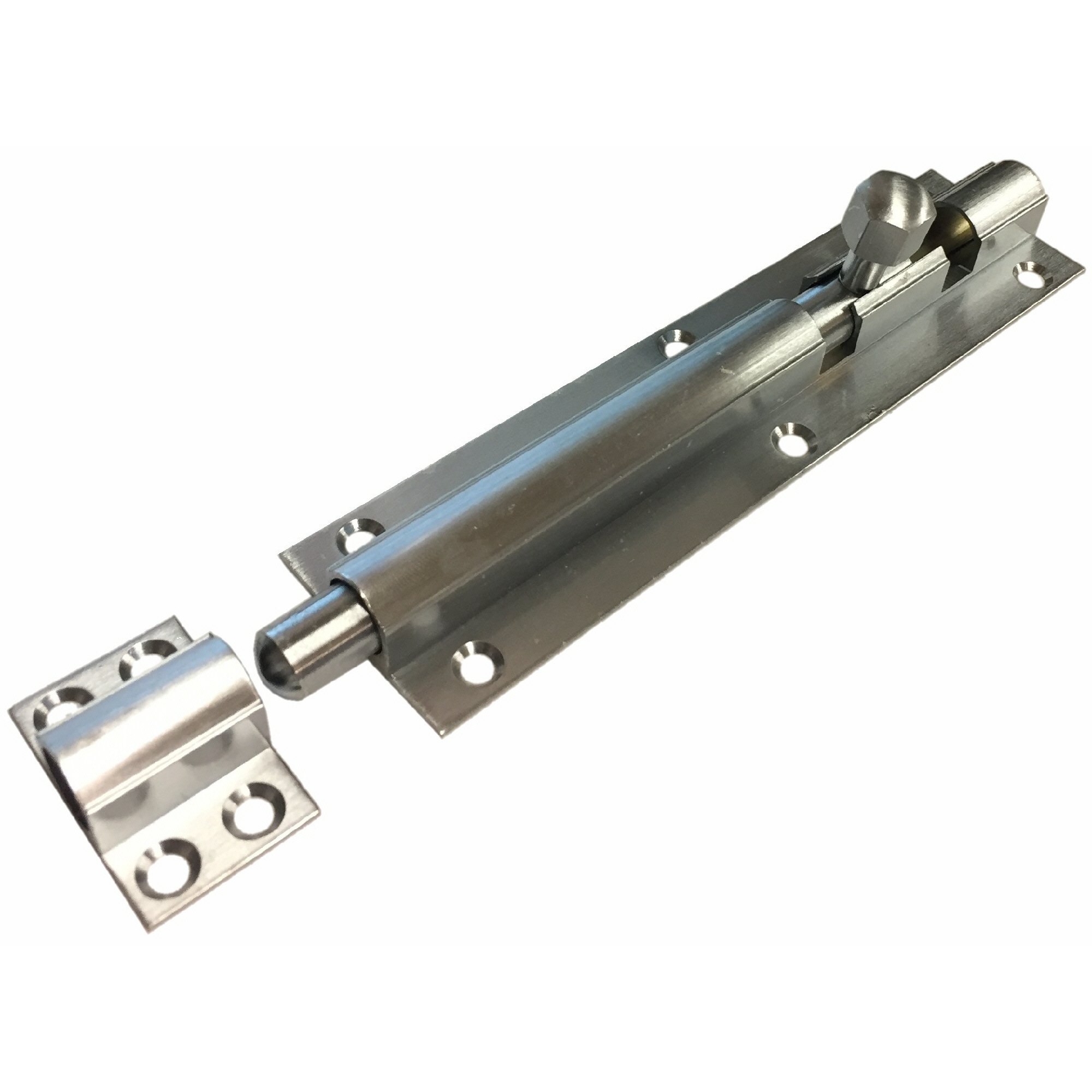 38mm Barrel Bolt Straight/neckedSatin Chrome Finish (Straight38mm X 150mm) from B&Q