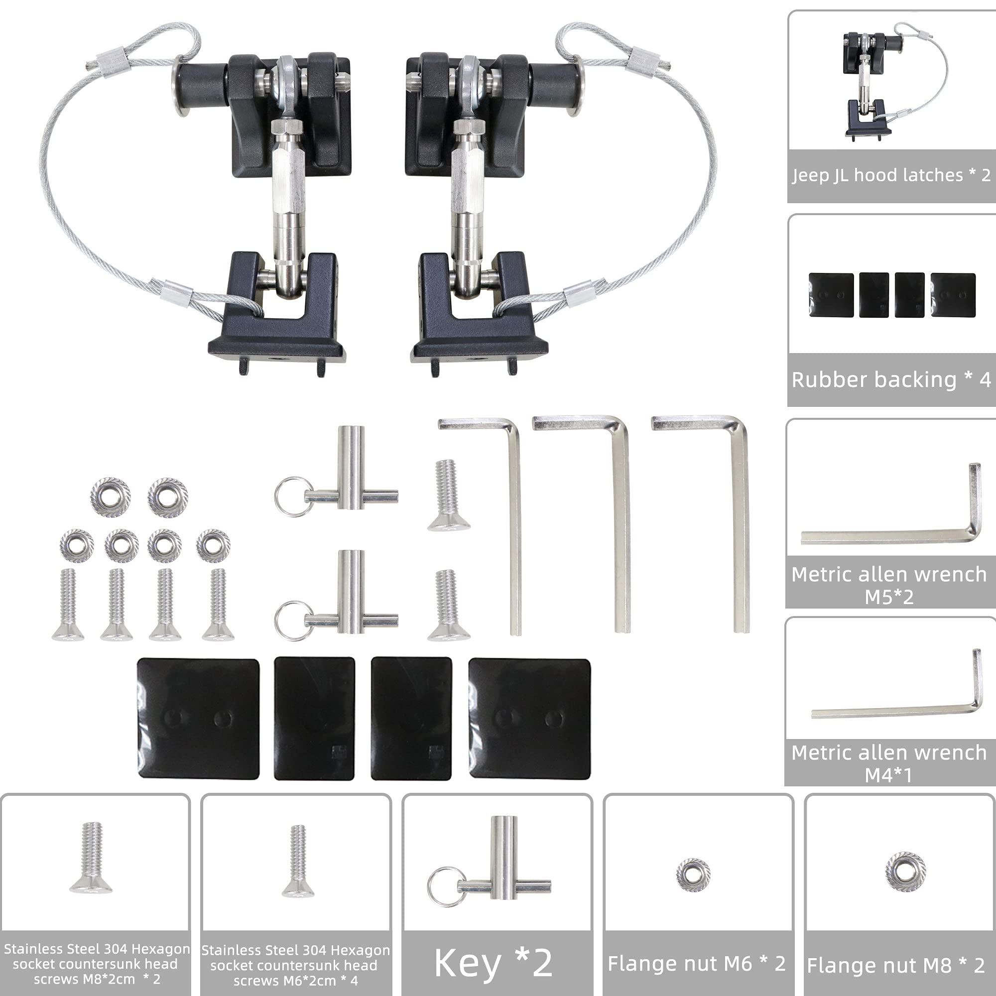 Buy Sukemichi JL Hood Latches for Jeep Wrangler, Locking Hood Latch Kit
