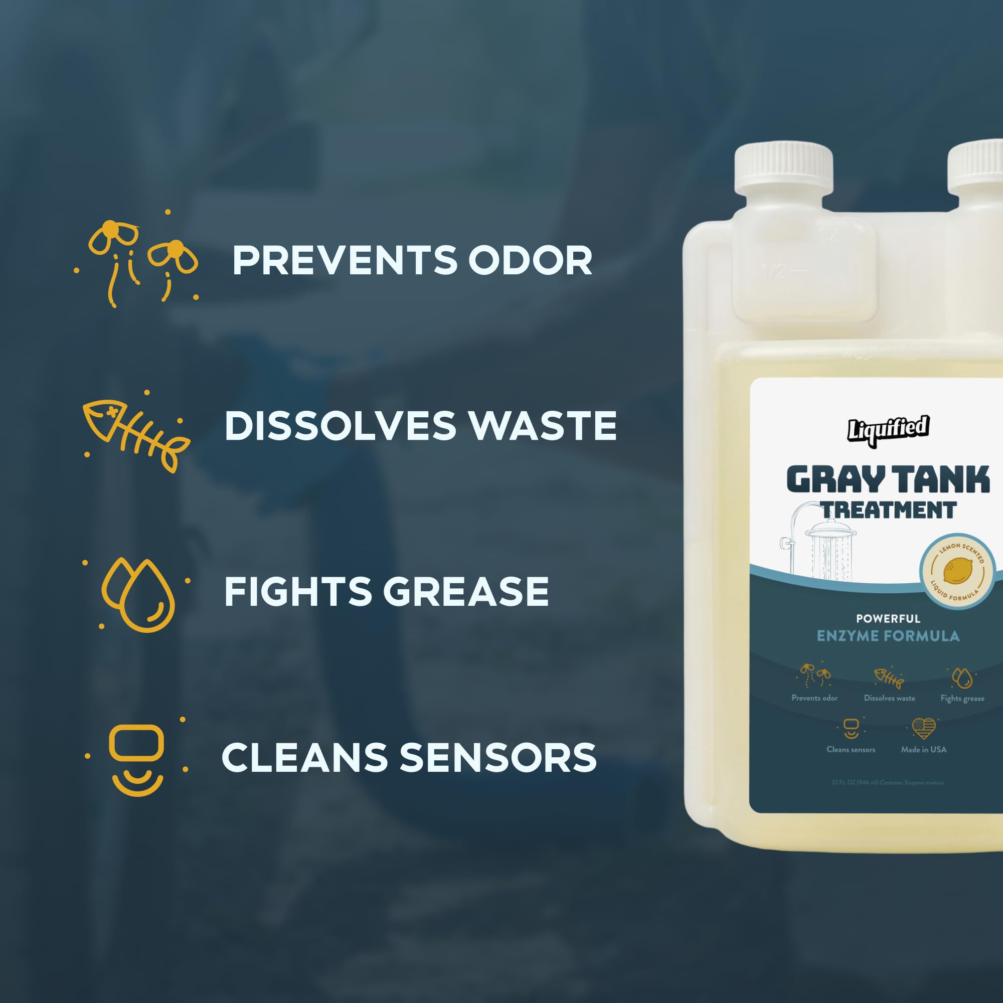 Liquified RV Toilet Treatment - Digestor de tanque de retención gris - Eliminador de olores - Aroma de limón - Opiniones de Matts RV
