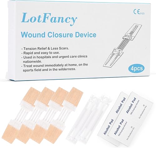 Miniatura 1 de LotFancy Cierres de laceración de emergencia, suministros médicos de primeros auxilios, 4 unidades, vendas de mariposa, kit de tiras de suturas