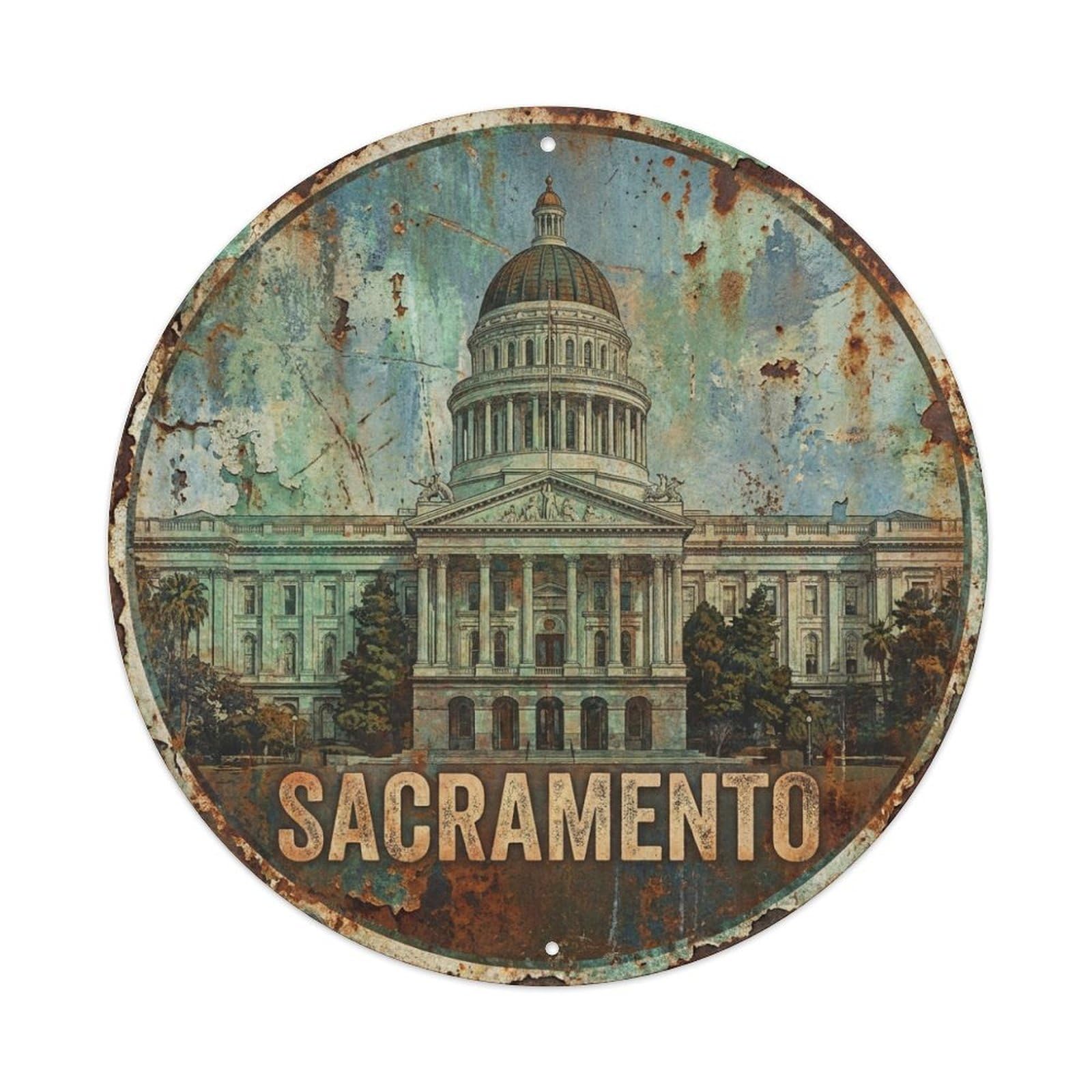 Tgrcjimh Style Metal Tin Sign Vintage Travel Usa Sacramento