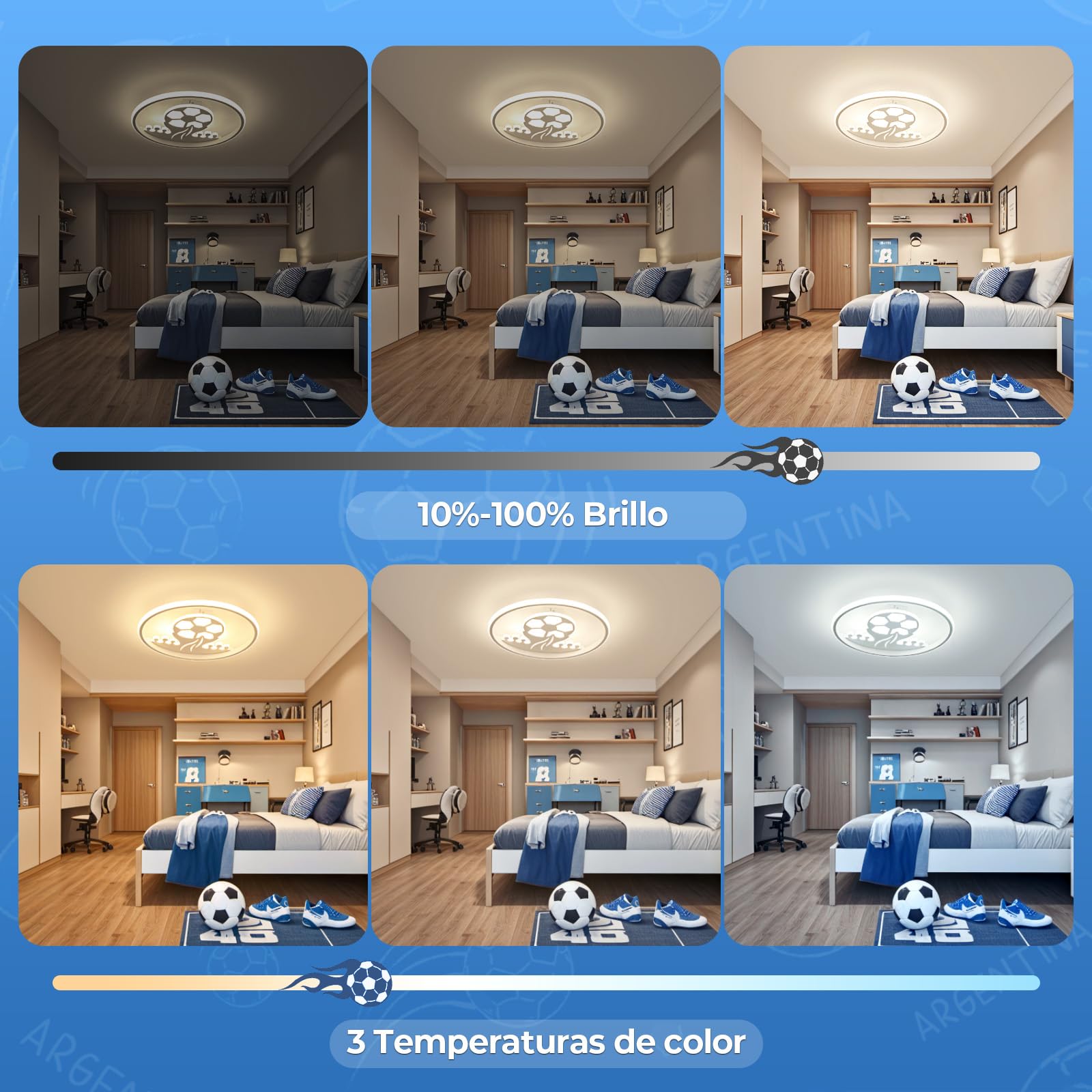 Lampara Techo Infantil: Plafon LED Techo 32W con Mando a Distancia - Futbol Luces 3000K-6000K Regulable con Luz Nocturna y Temporizador para Habitación Niños y Dormitorio Juvenil, Ø30CM