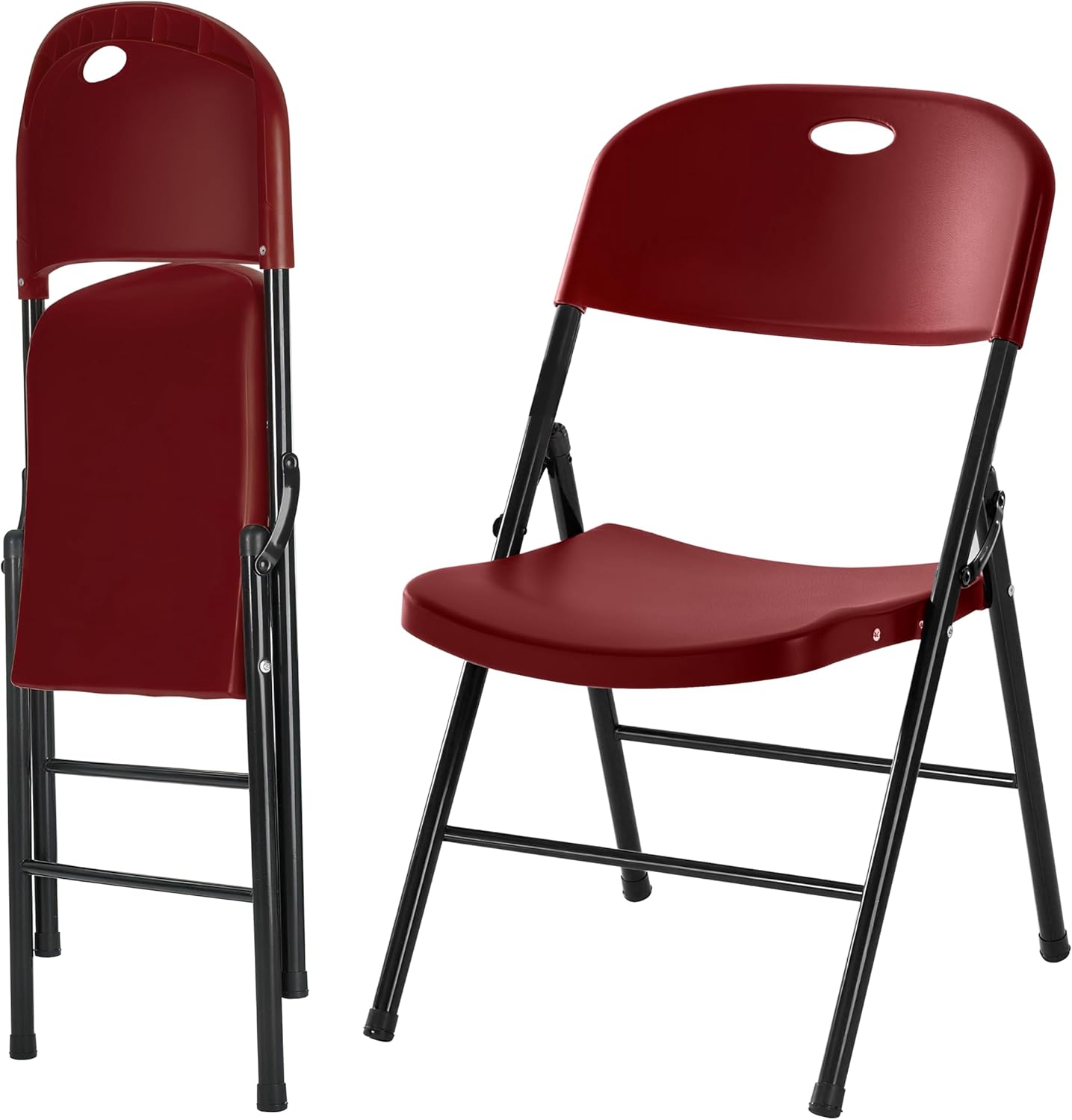 Amazing for less 2-Pack Heavy Duty Plastic Folding Chair, 450 lbs Capacity Foldable Chairs for Indoor Outdoor, Stackable Portable Seating for Party, Wedding, Patio, Backyard, Office (Red)