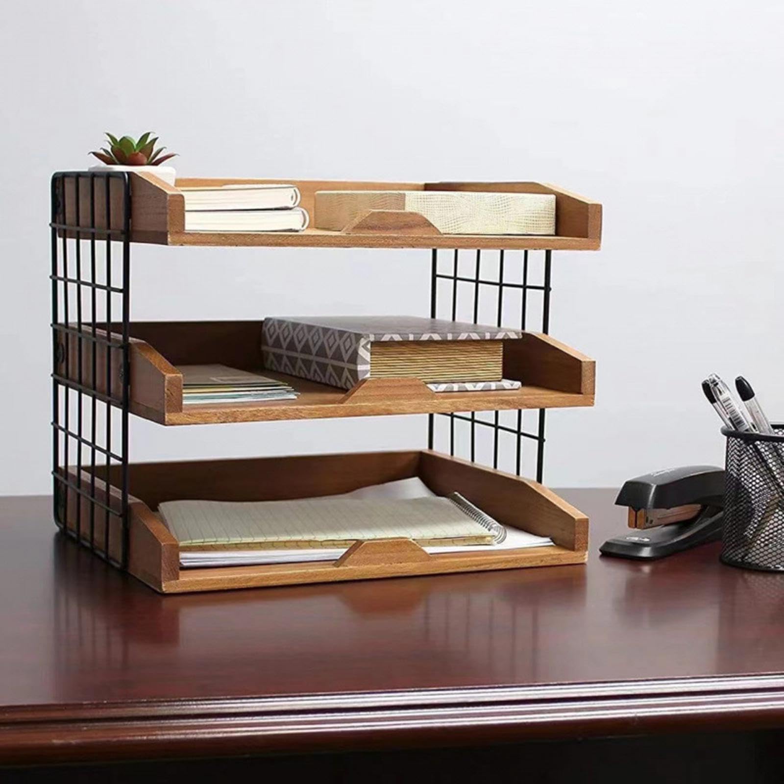 Organizzatore da scrivania intelligente per forniture per ufficio e | che offre molteplici opzioni di archiviazione per documenti e altri elementi essenziali. Organizza logicamente lo spazio di
