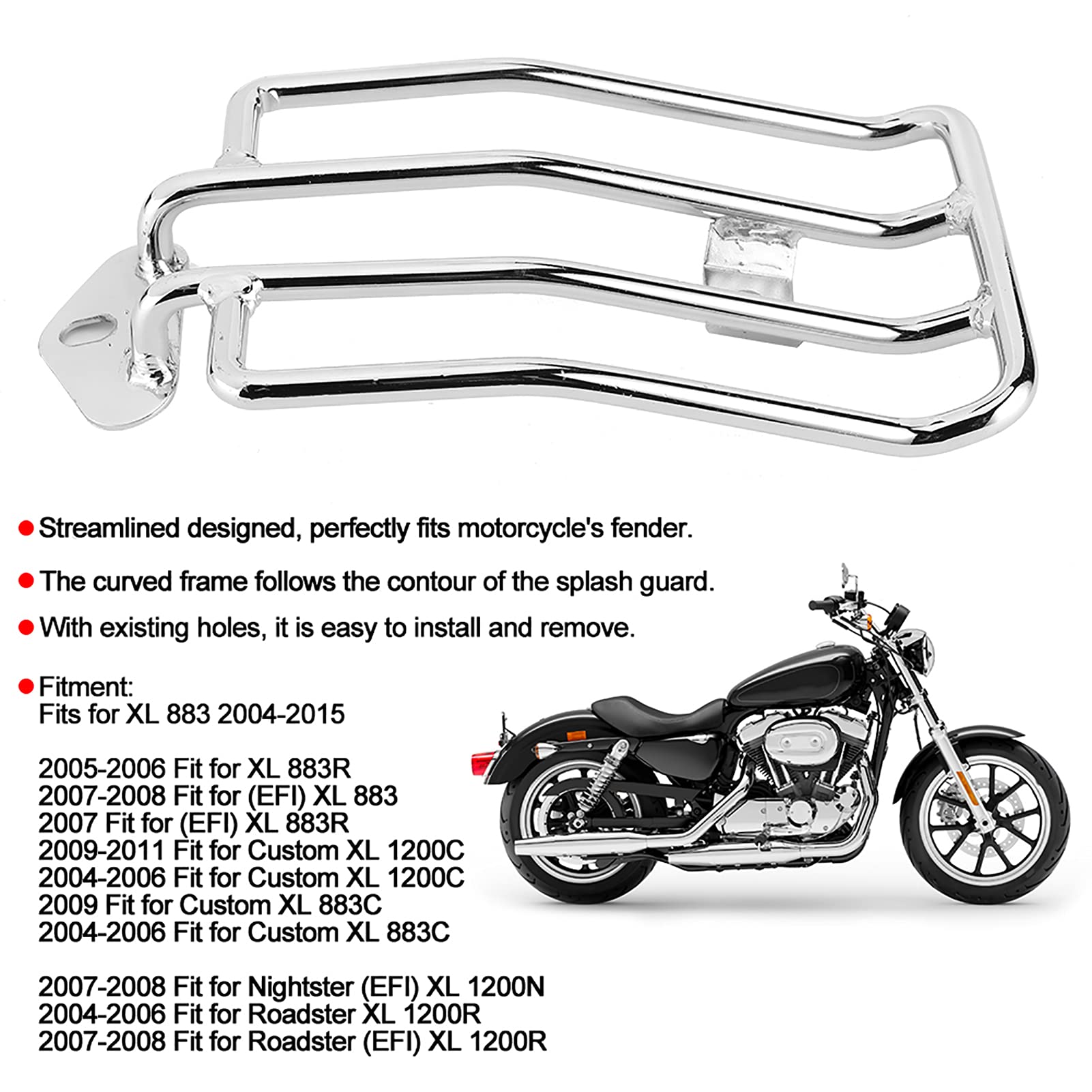Portapacchi Posteriori Per Moto Moto Parafango Portapacchi Moto Portapacchi Schienale Telaio Di Supporto Misura Per Nightster Roadster Xl883 Per Custom Xl 883c