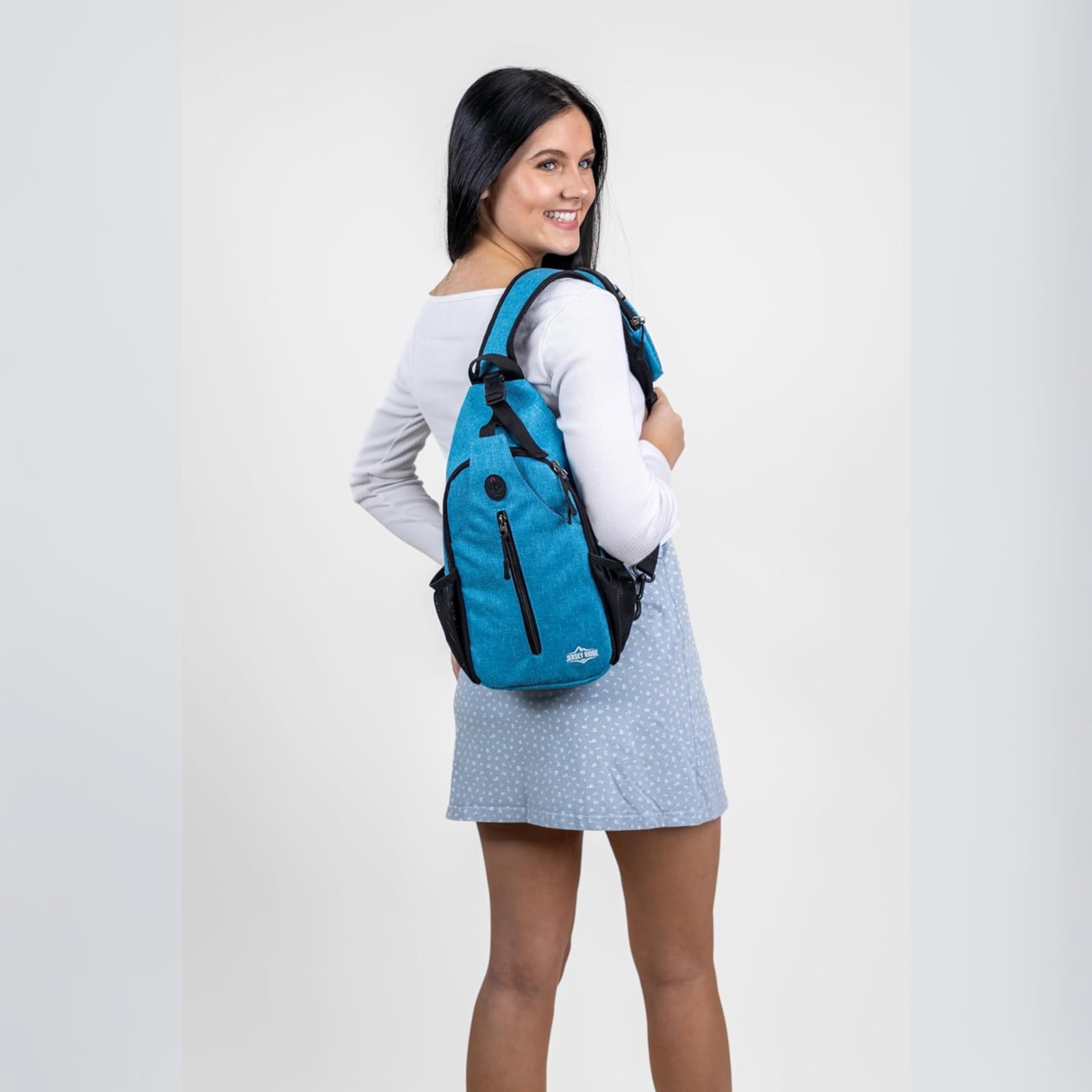 Bolso bandolera – Mochila antirrobo con correa ajustable para el pecho para viajes o senderismo, Azul 3