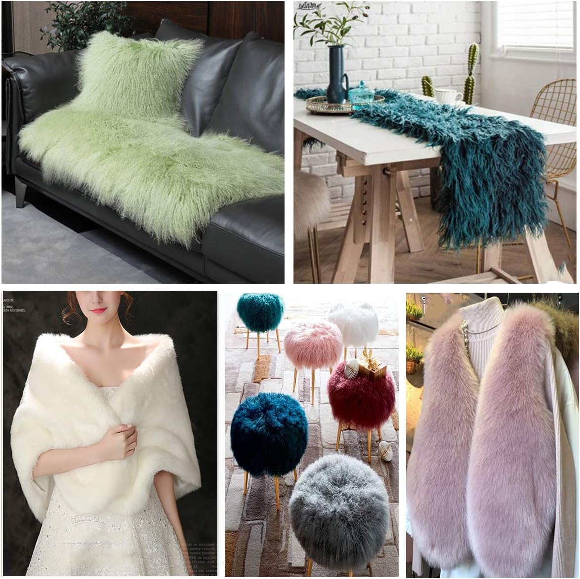 Białe luksusowe pluszowe sztuczne futro do dekoracji choinki Cosplay DIY rekwizyty do rękodzieła Dekoracja kostiumów Dekoracja wnętrz Wąsy gnomów(180x40cm)