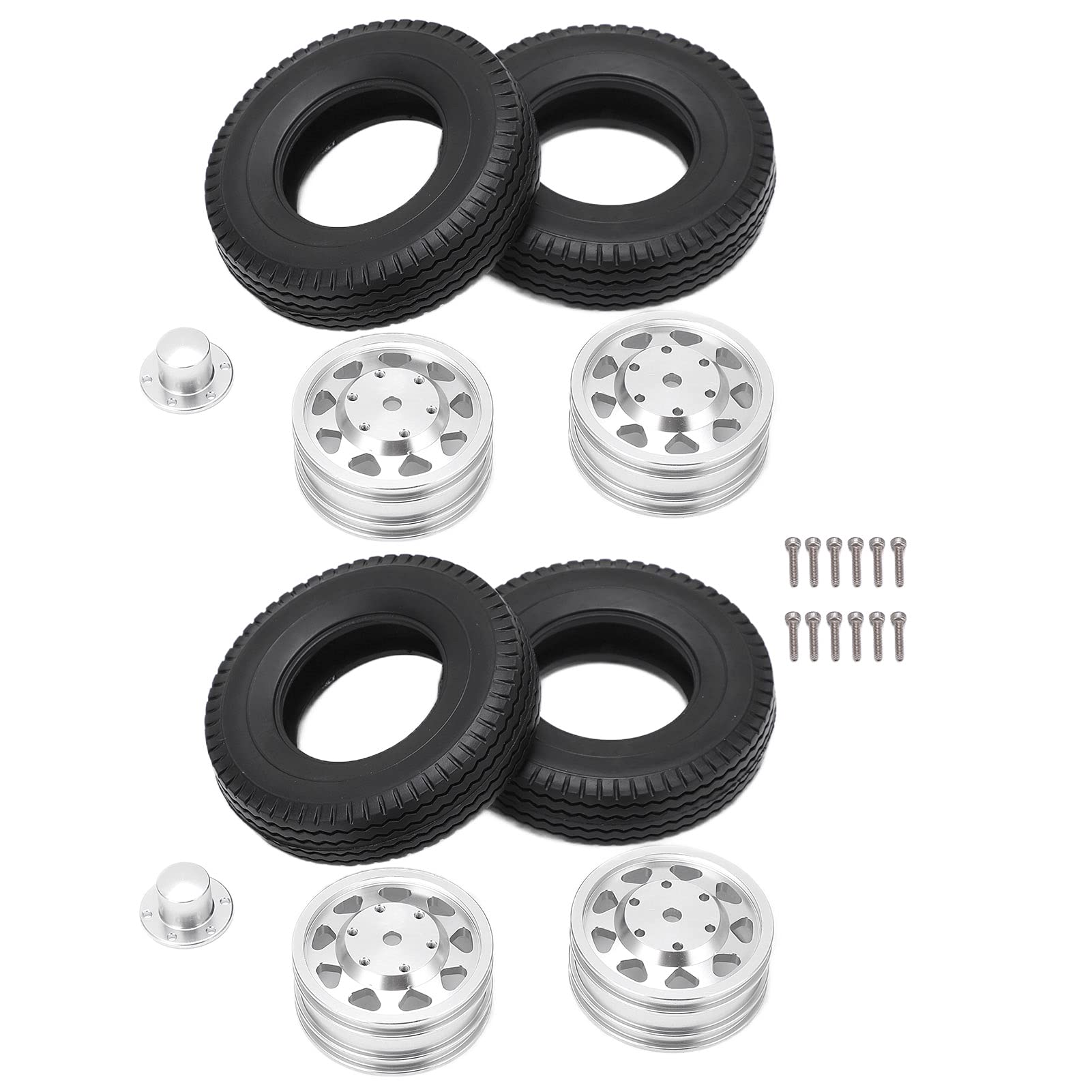RC-Legierungs-Hinterradnabenfelgen mit Gummireifen für Traktor (Silver)