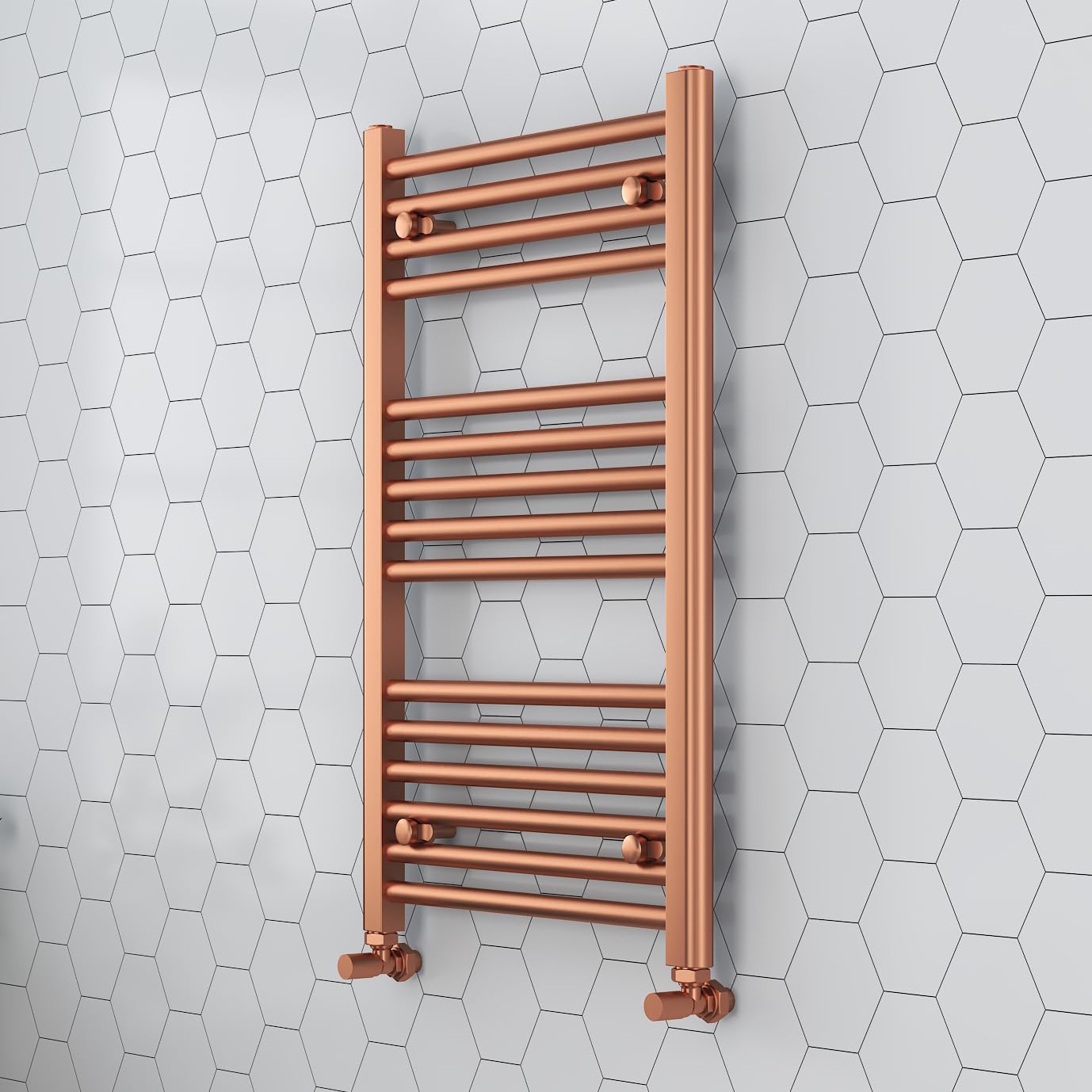 500mm (w) x 800mm (h) Straight Brushed Copper Heated Towel Ladder Rail Bathroom Radiator - 1402 BTUs