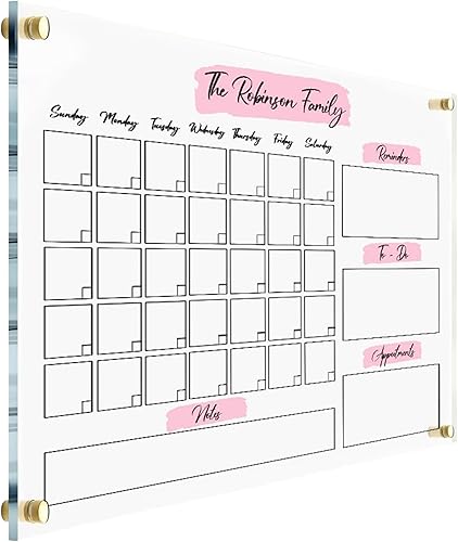 Acrylic Family Planner Wall Calendar - Personalized Calendar 2026, Dry Erase Calendar, Monthly and Weekly Calendar, Transparent Calendar