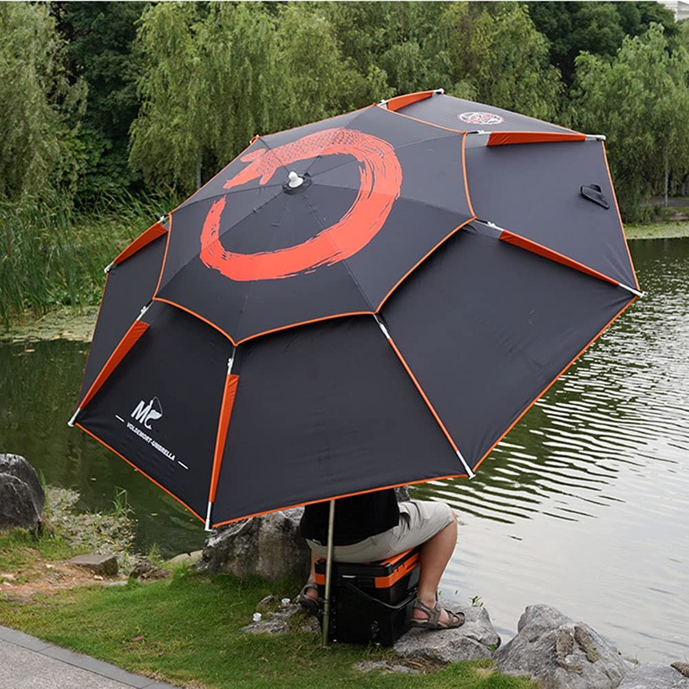 Tragbarer Strandschirm, Anglerschirm Rund UV Sonnenschutz Windsicherung W/Sand Anker 200cm/220cm/240cm/260cm Große schwarz (Size : 260cm/8.5ft)