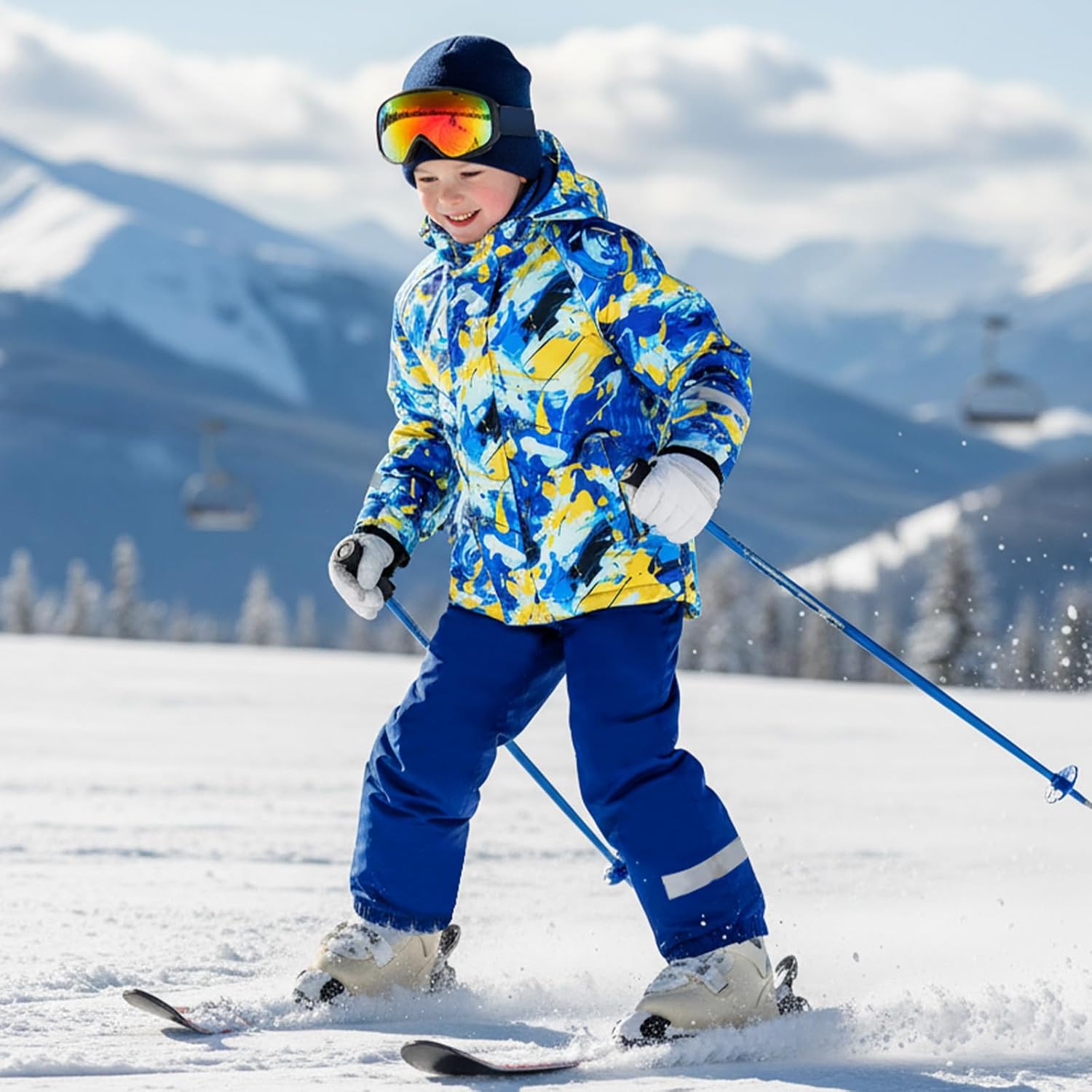 Gogokids Kids 2 Piece Snowsuit Waterproof Ski Suit for 3-10 Years, Boys Girls Winter Ski Jacket and Snow Pants Set