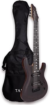 TARIO 8 String Electric Guitar, Sapele Body with African Rosewood Top, Maple Neck & Technical Rosewood Fretboard, Belcat Humbucker Pickups, Matte Black Finish