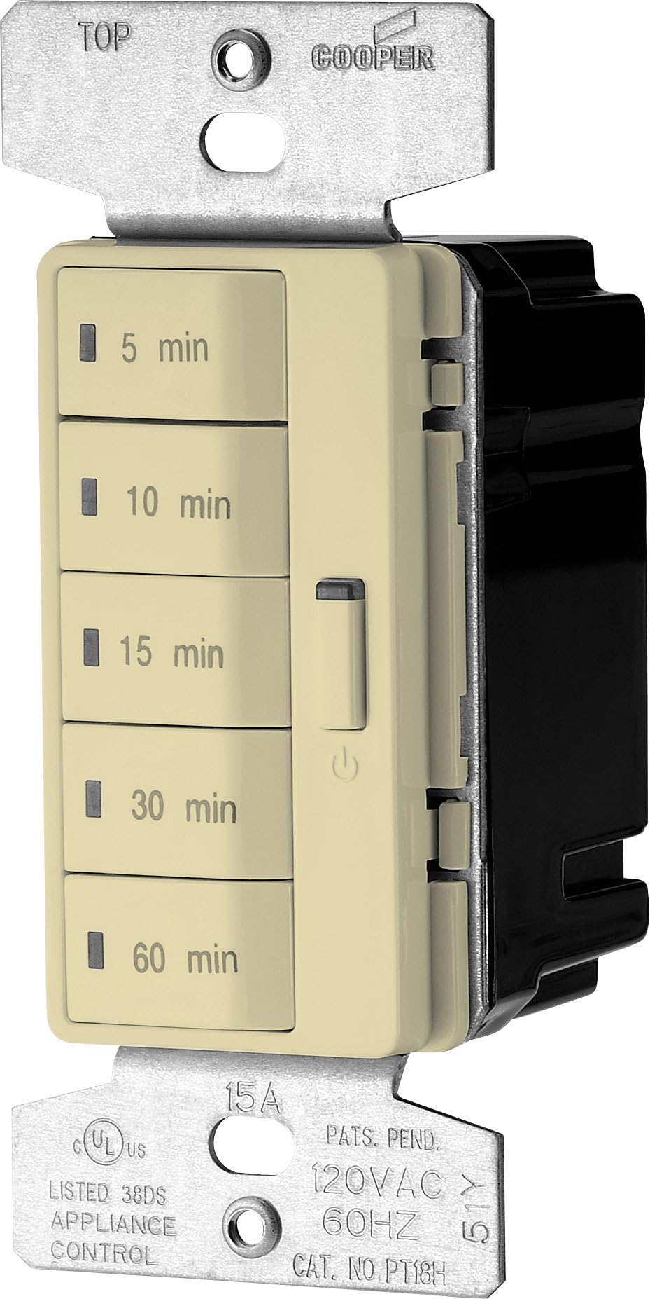 PT18M-V-K 1800-Watt 15-Amp 125-Volt 5-Button Minute Timer with Auto- Off, Ivory
