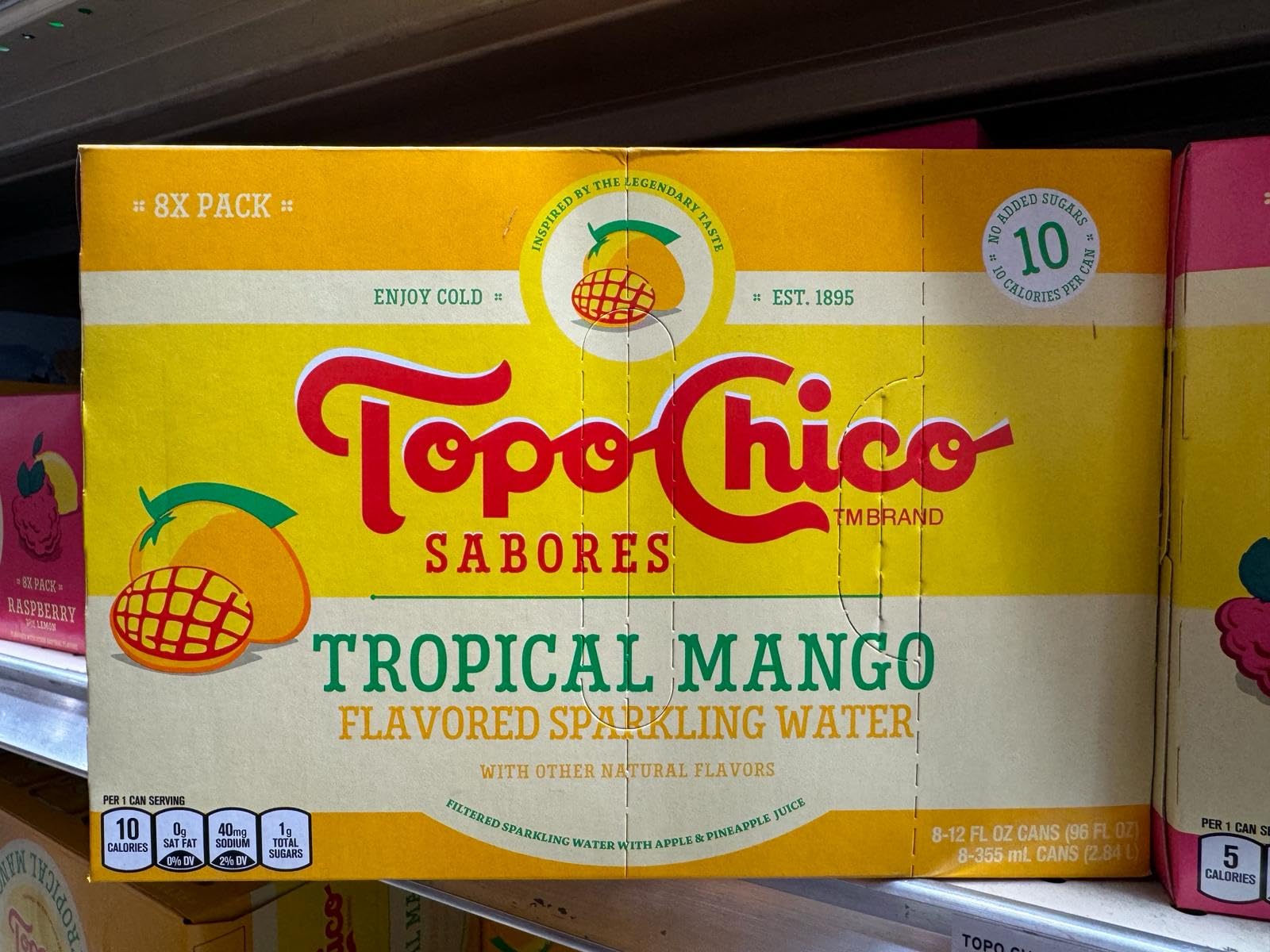 Topo Chico Sabores, 12oz Cans, Pack of 8 (Tropical Mango)