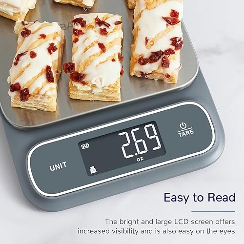 Miniatura 5 de BAGAIL Báscula de cocina de alta capacidad de 22 libras, IPX6 impermeable, USB-C recargable, 0.05 oz1 g, báscula digital para alimentos onzas y