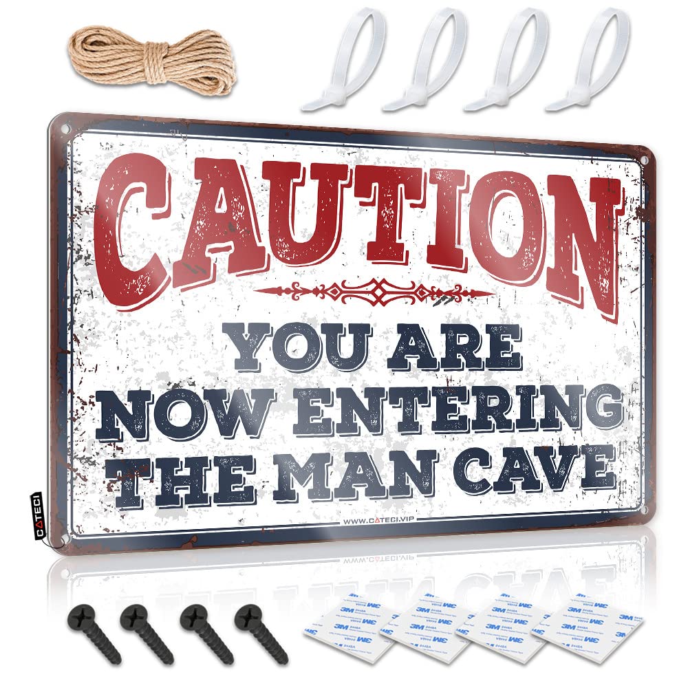 Farmhouse Signs Gift For Camper Waterproof Artwork, Antique Retro Print For Cafe Pub Slow | Neon Pre-drilled Custom Caution! You Are Now Entering The Man Cave(20X30CM)