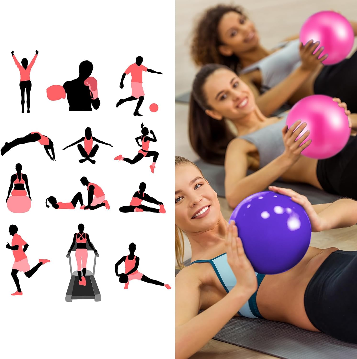 Kifmurase 10Pcs Small Exercise Balls, 9 Inch Mini Pilates Ball, Yoga Therapy Core Ball, Barre Equipment Mini Yoga Balls for Stability, Fitness, Physical Therapy, Stretching at Home Gym