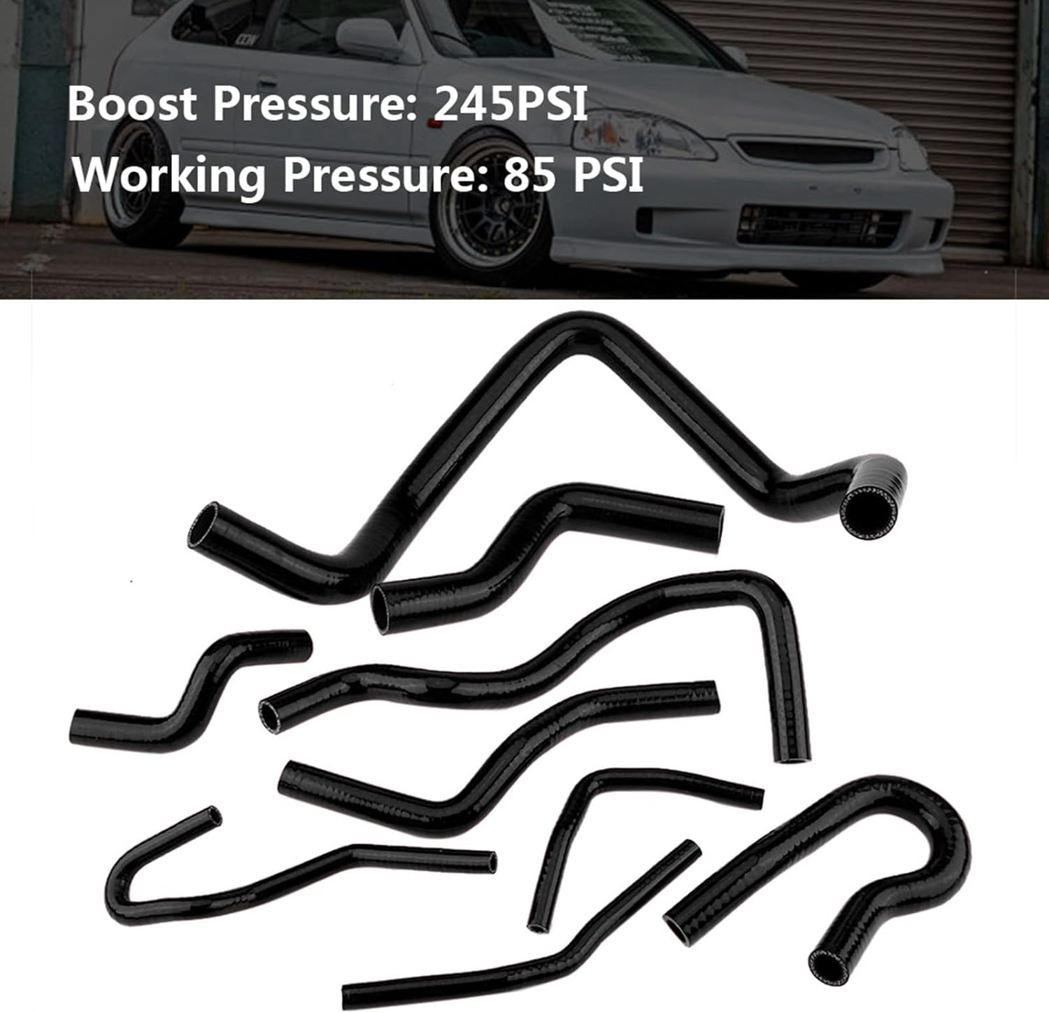 9PCS Silicone Radiator Hose Kit, Coolant Hose Kit, Radiator Hoses Upper and Lower Kits Suitable for Civic D15 D16 SOHC EG/EK 1992 to 2000
