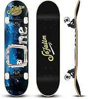 Vista 12 de Sefulim 31 x 8 Inch Complete Skateboard 7 Layer Canadian Maple Double Kick Deck Concave Cruiser Trick Skateboard for Boys Girls Teens Adults Beginner