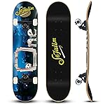 Sefulim 31 x 8 Inch Complete Skateboard 7 Layer Canadian Maple Double Kick Deck Concave Cruiser Trick Skateboard for Boys Girls Teens Adults Beginner