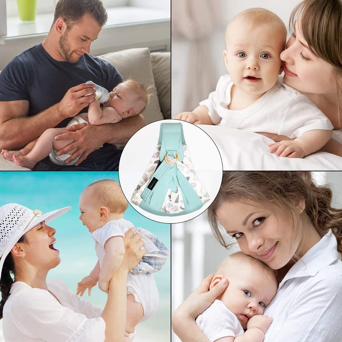 KEYOZA Ergonomic Baby Sling Carrier Wrap Cotton, Breastfeeding and Stroller Cover Adjustable for Newborn Baby up to 15kg - Special Carrier/Sling for Preemie Babies (Multi Cotton) - Image 7 thumbnail