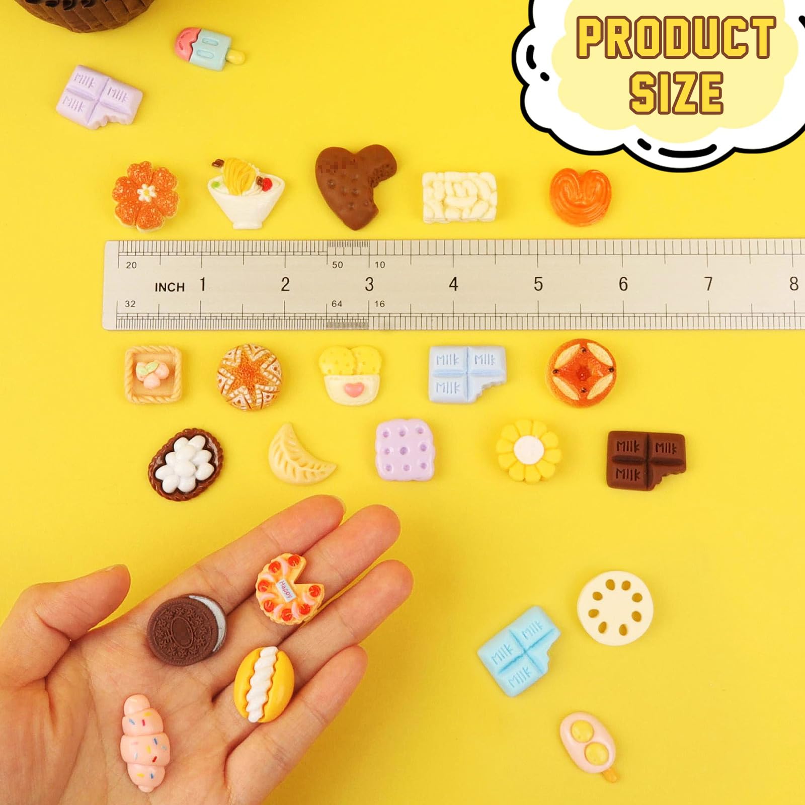 50 piezas de huevos de comida en miniatura, pastel de leche, helado, mini juego de simulación, cocina, juego de cocina, accesorios de fiesta, juguetes para casa de muñecas paisaje 2