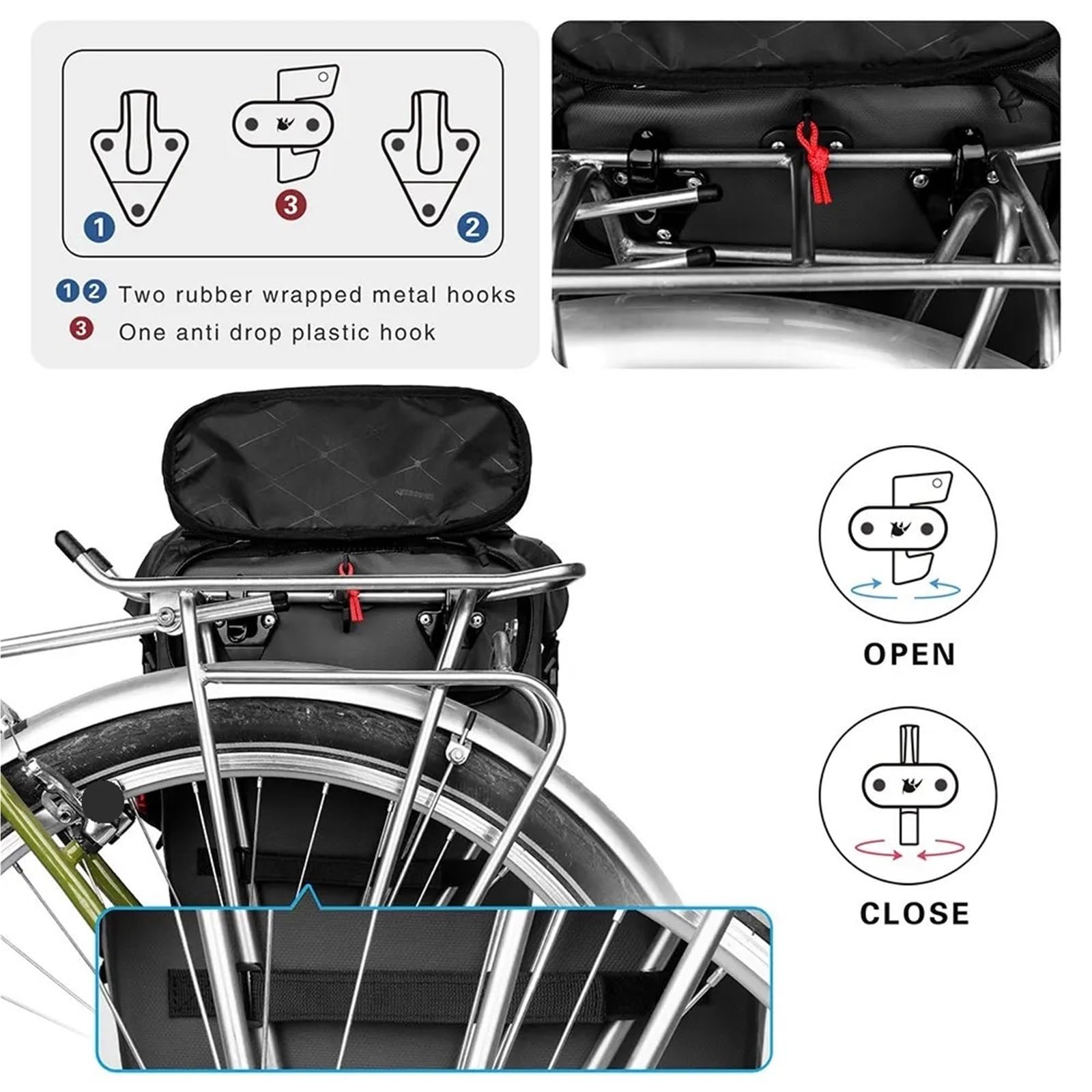 Fahrradtasche Fahrradtasche, 20 l, großes Fassungsvermögen, wasserdichter Gepäckträger, for Reisen, Fahrrad, Radfahren, Umhängetasche, Rucksack-Zubehör FüR FahrräDer