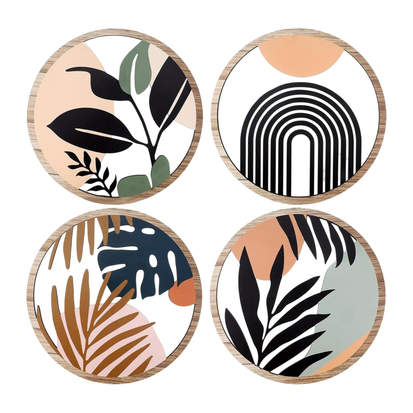 Boho Decor Wall Art - Colgantes de madera de estilo bohemio | 4 adornos de pared de madera bohemia para dormitorio | hogar estética minimalista para salón, dormitorio, granja