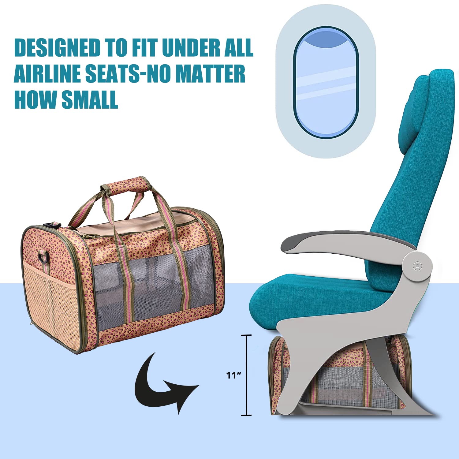 Portador de viaje para mascotas de cara suave, aprobado por la aerolínea, portadores para gatos plegable, duradero, carga superior, asiento de coche para perros y gatos y animales pequeños.