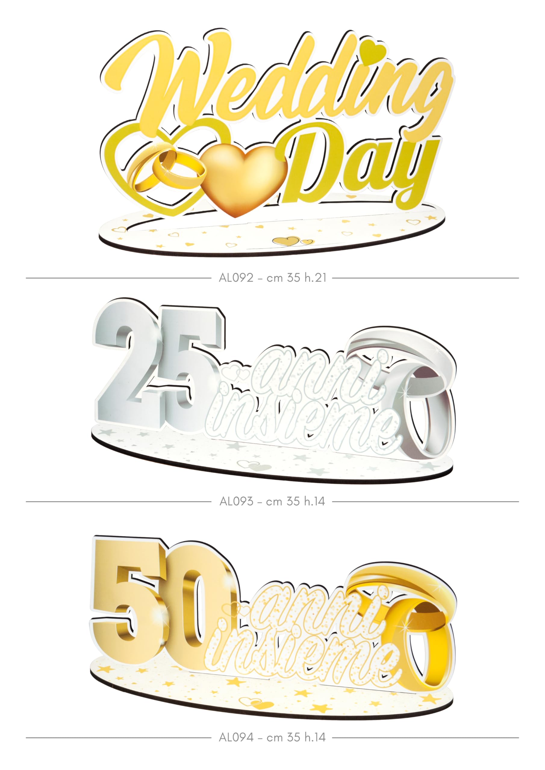 Centrotavola Maxi Scritta in Legno per Eventi Speciali Decorazione Festa Tavolo Torta Idea Regalo per Party Accessori Celebrazioni (25 Anni Insieme con FEDI Argento 35x14 cm)