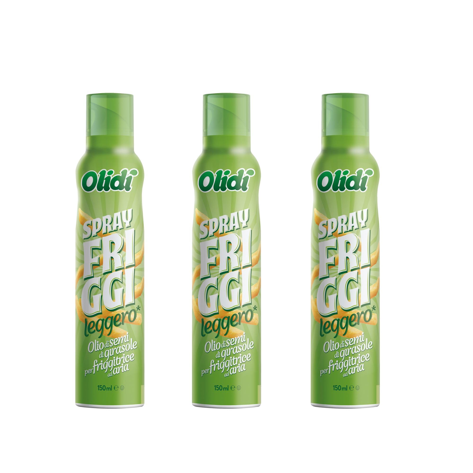 Olidì, 3X150 ml, Olio Spray per Friggitrice ad Aria, Spray da Cucina, Olio di Girasole Alto Oleico, Zero Sprechi e Dosi Precise, Nebulizzatore Olio