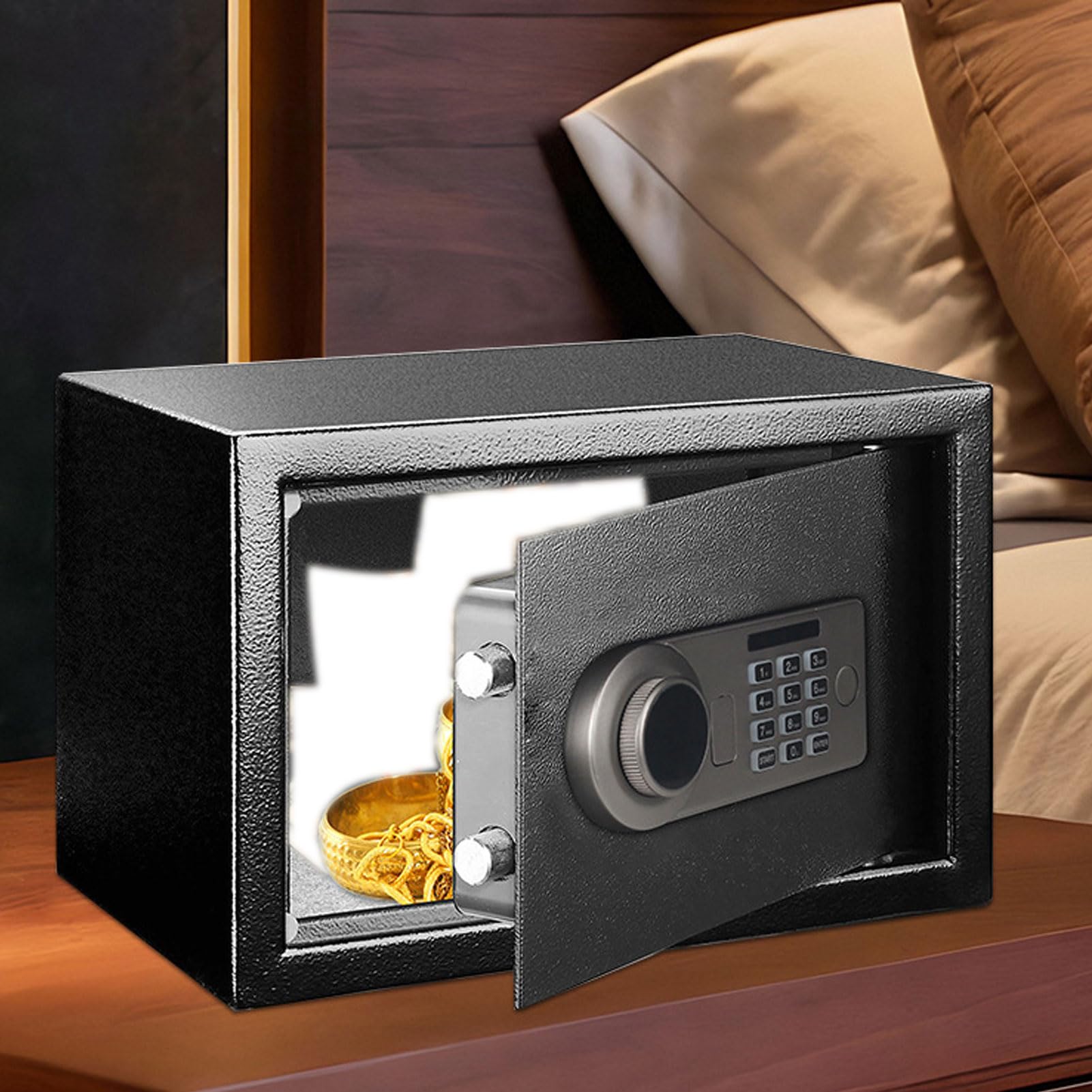 Fafeicy Kleine Safe Box, Home Safe Electronic Password Box mit Schlüsselkasten -Silikonknöpfen für Bargeldzertifikate Schmuck Verdickte Kohlenstoffstahldruckdrucksicher