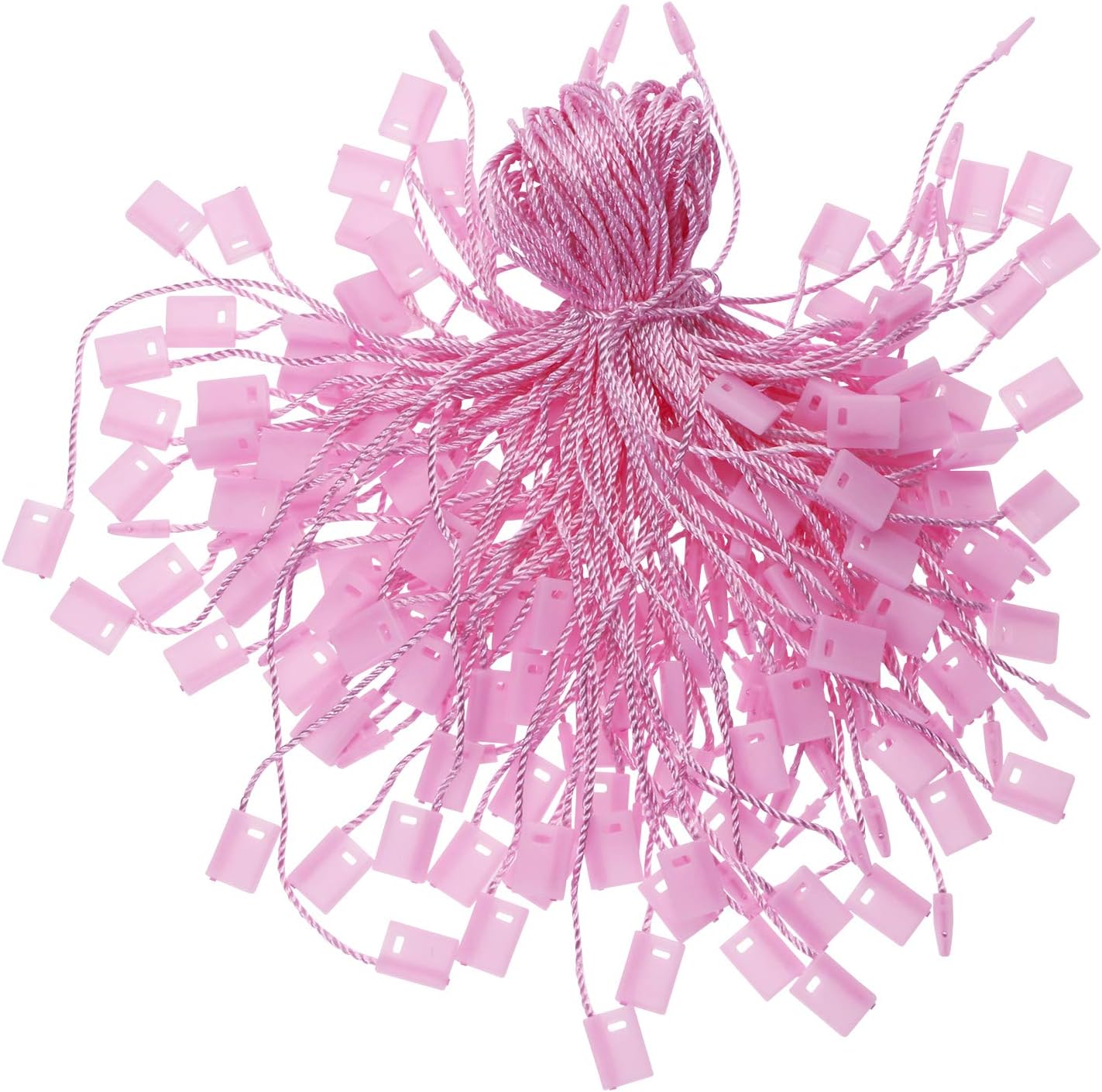 Tupalizy 7 Inch Nylon Hang Tag String for Clothes Gift Bags Price Tags Shoes Snap Lock Pin Loop Fastener Hook Ties Tag Rope for Belts Pocket Squares Luggage Label Attachment, 120PCS (Pink)