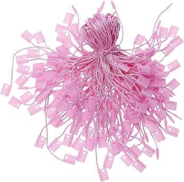 Tupalizy 7 Inch Nylon Hang Tag String for Clothes Gift Bags Price Tags Shoes Snap Lock Pin Loop Fastener Hook Ties Tag Rope for Belts Pocket Squares Luggage Label Attachment, 120PCS Pink