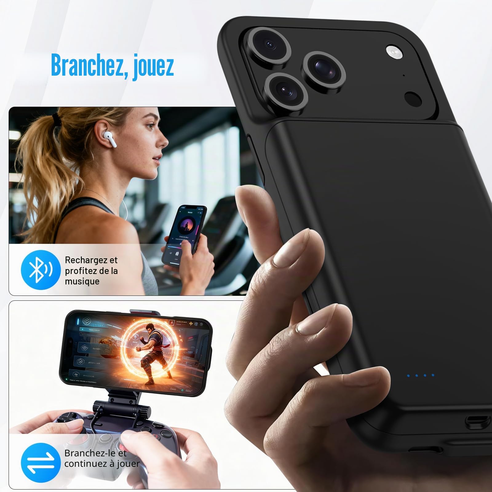 Coque De Batterie pour iPhone 17 Pro Max (6,9"), 8500 mAh, Chargeur Portable Ultra Fin pour iPhone, Chargeur De Téléphone Et Coque De Protection avec Fonction De Charge pour iPhone 17 Pro Max