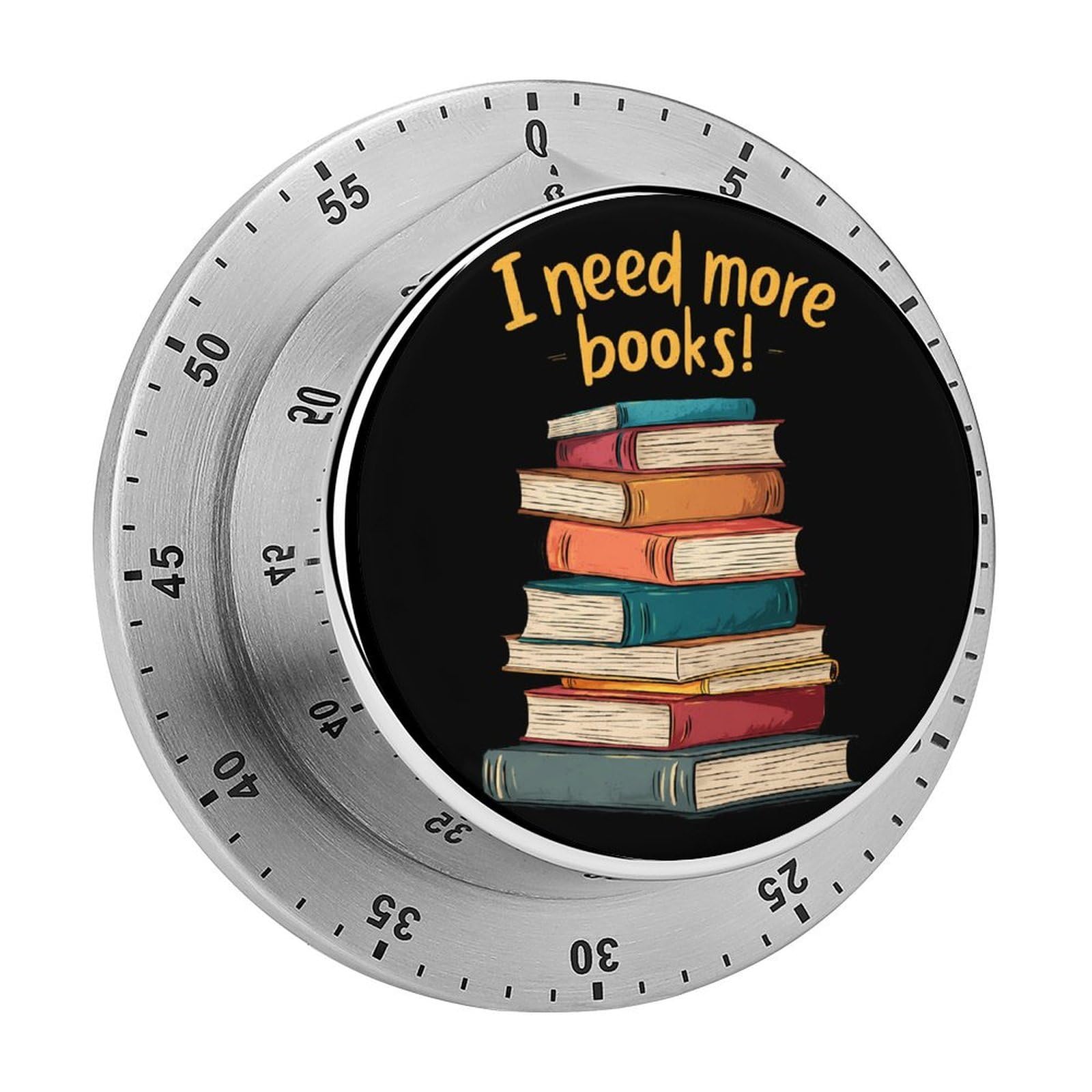 Reading Lover I Need More Books Mechanical Timer with Alarm for Kitchen Cooking Productivity Stainless Steel Timers