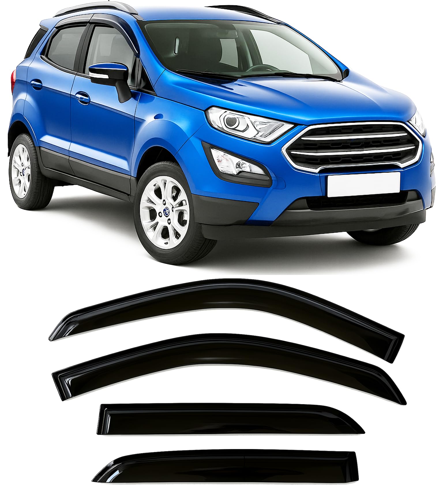 Olltoz Tinted Tape-On Rain Guards for Ford EcoSport