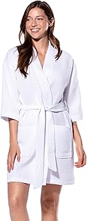 Turquaz Linen Lightweight Thigh Length Waffle Kimono Bridesmaids Spa Robe
